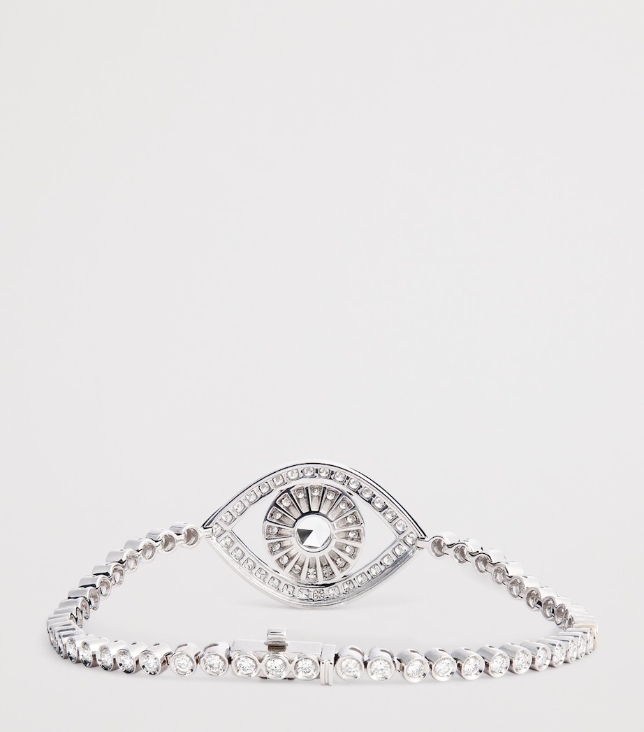 White Gold, Rose-Cut Diamond and Pavé Diamonds Protected Eye Bracelet WHITE GOLD Image 3