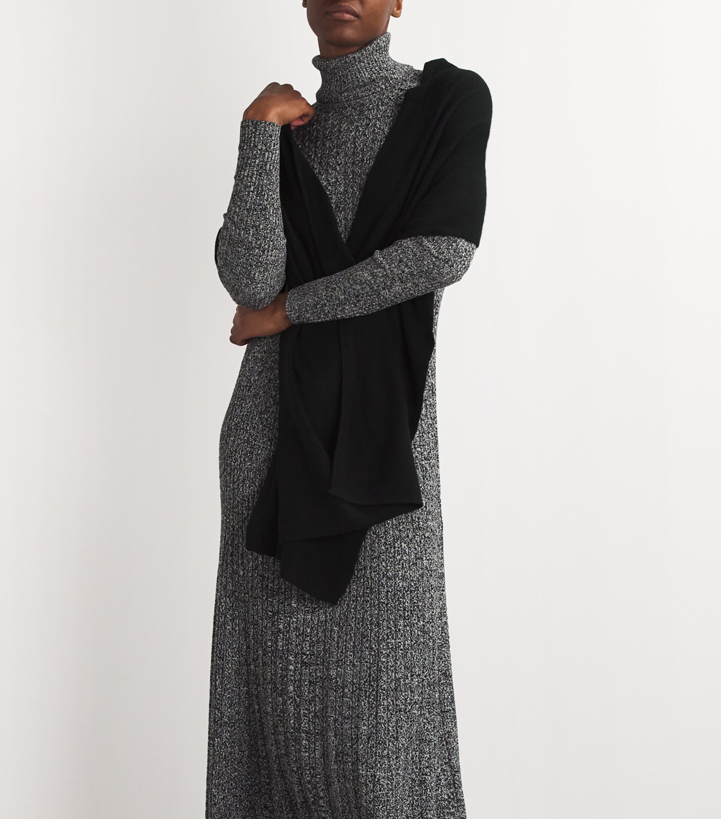 Cashmere Lightweight Scarf BLACK Image 4