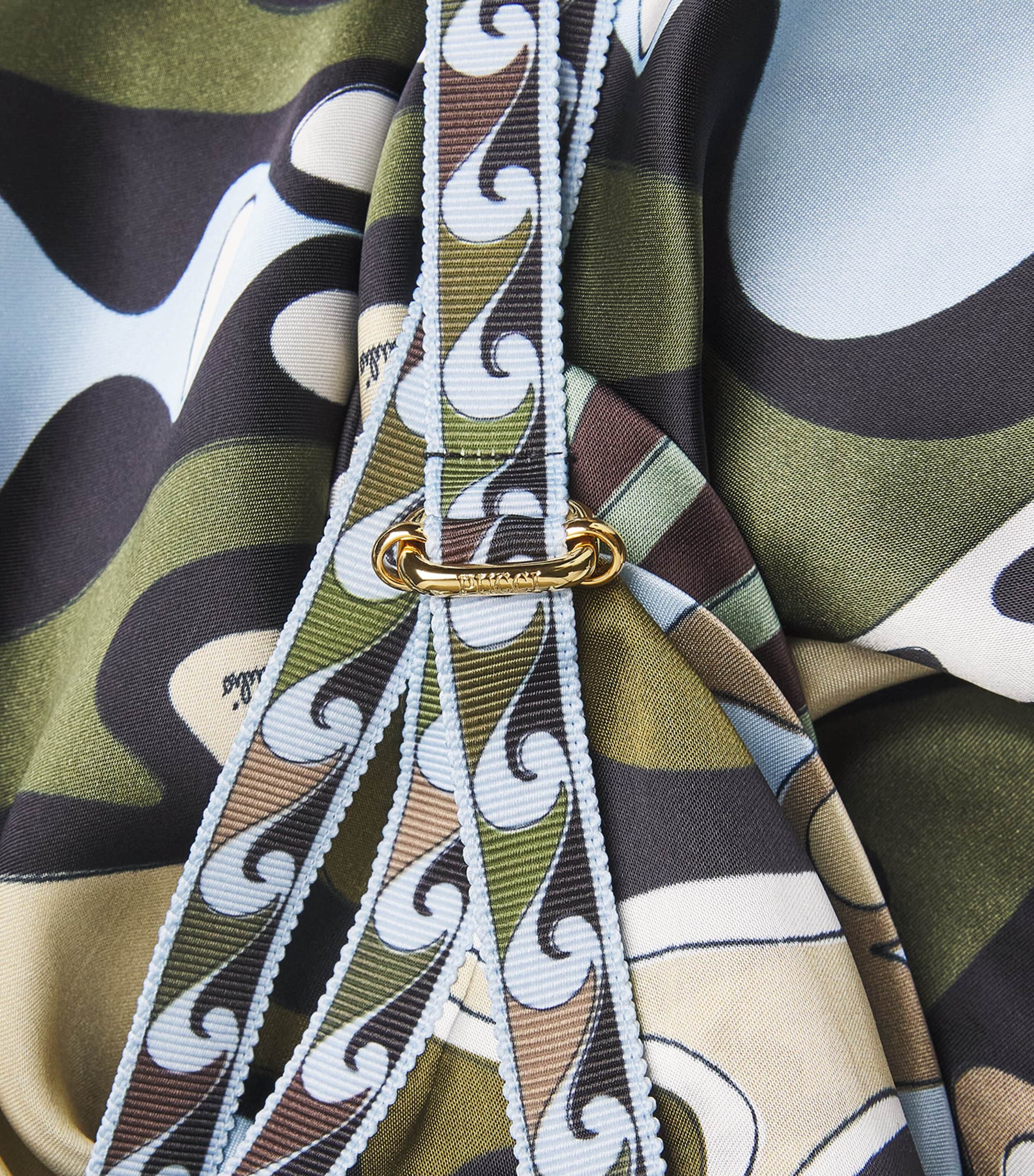 PUCCI Womens Satin Soleil Maxi Dress Khaki Image 6