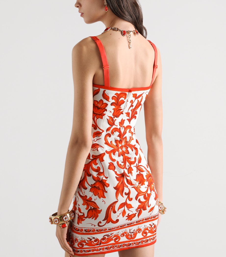 Dolce&Gabbana Womens Silk-Blend Majolica Print Mini Dress Combined Colou Image 5