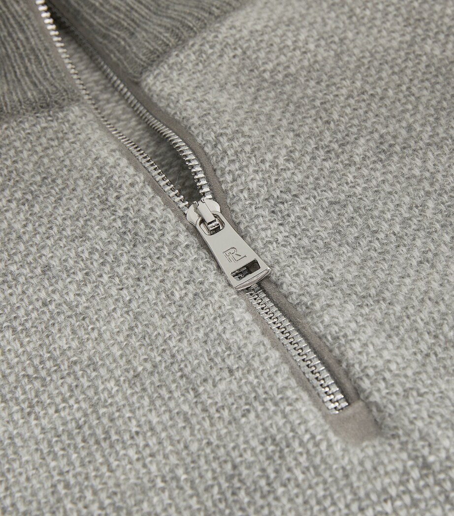 Ralph Lauren Purple Label Mens Cashmere Half-Zip Sweater Classic Grey Heather Image 5