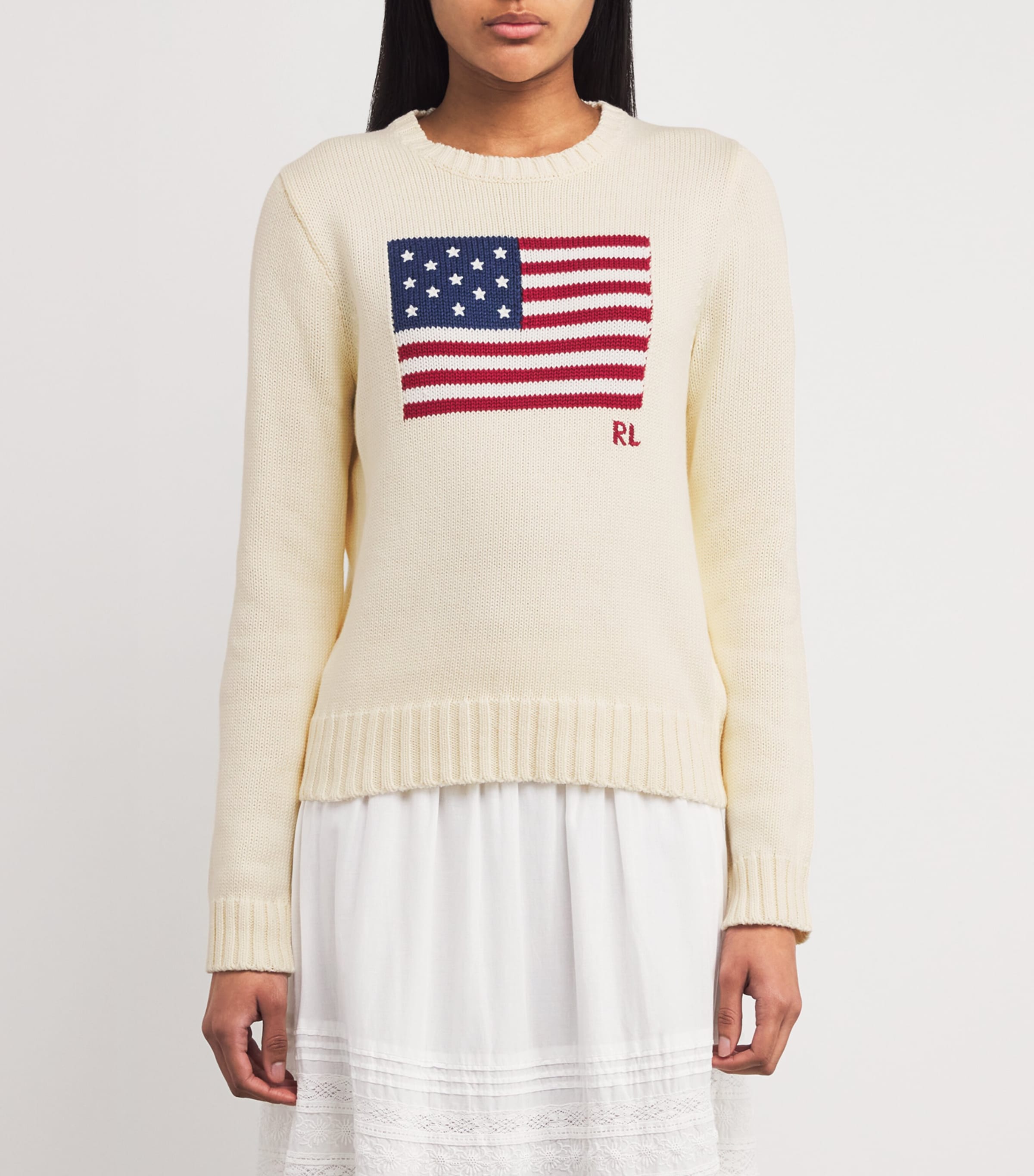 Cotton American Flag Sweater NATURAL Image 3