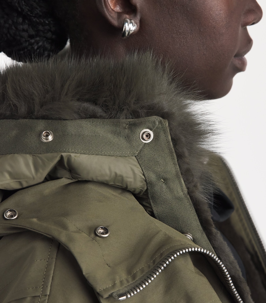 Yves Salomon Womens Down Fur-Trim Technical Parka Coat Image 3