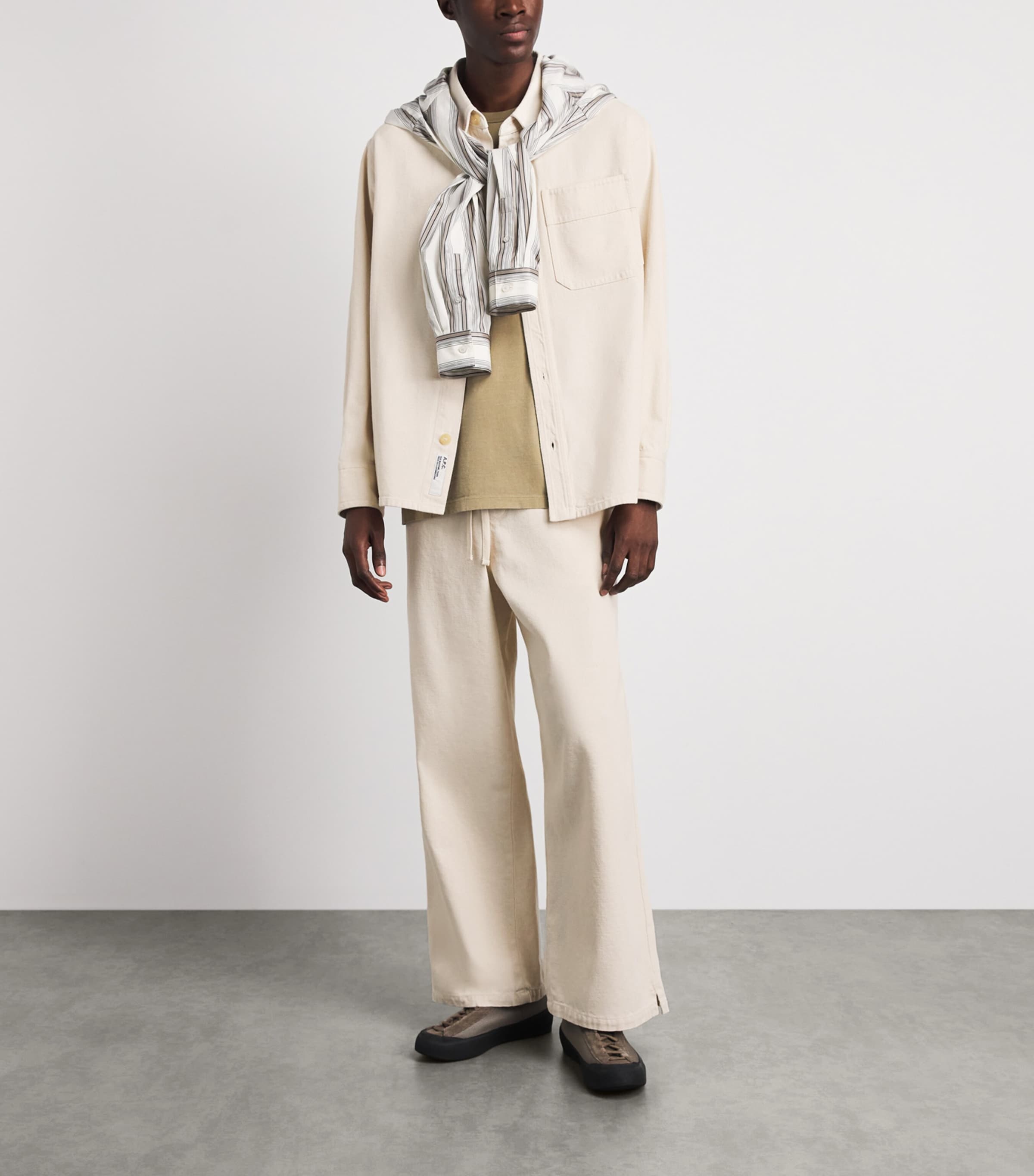 A.P.C. Mens Cotton Drawstring Trousers Aac Off White Image 2