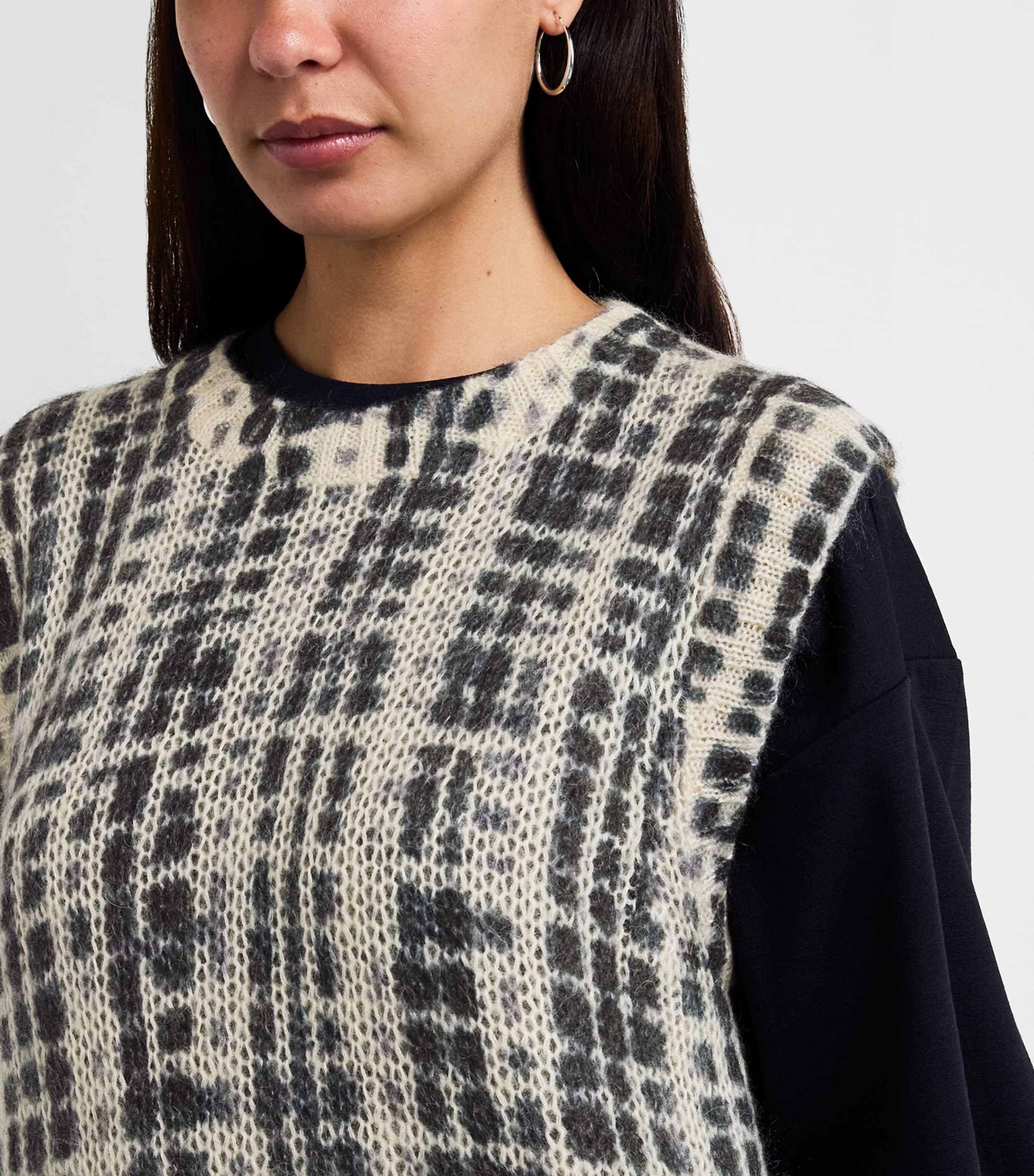 Check Knit Tank Top WHITE BLACK Image 6