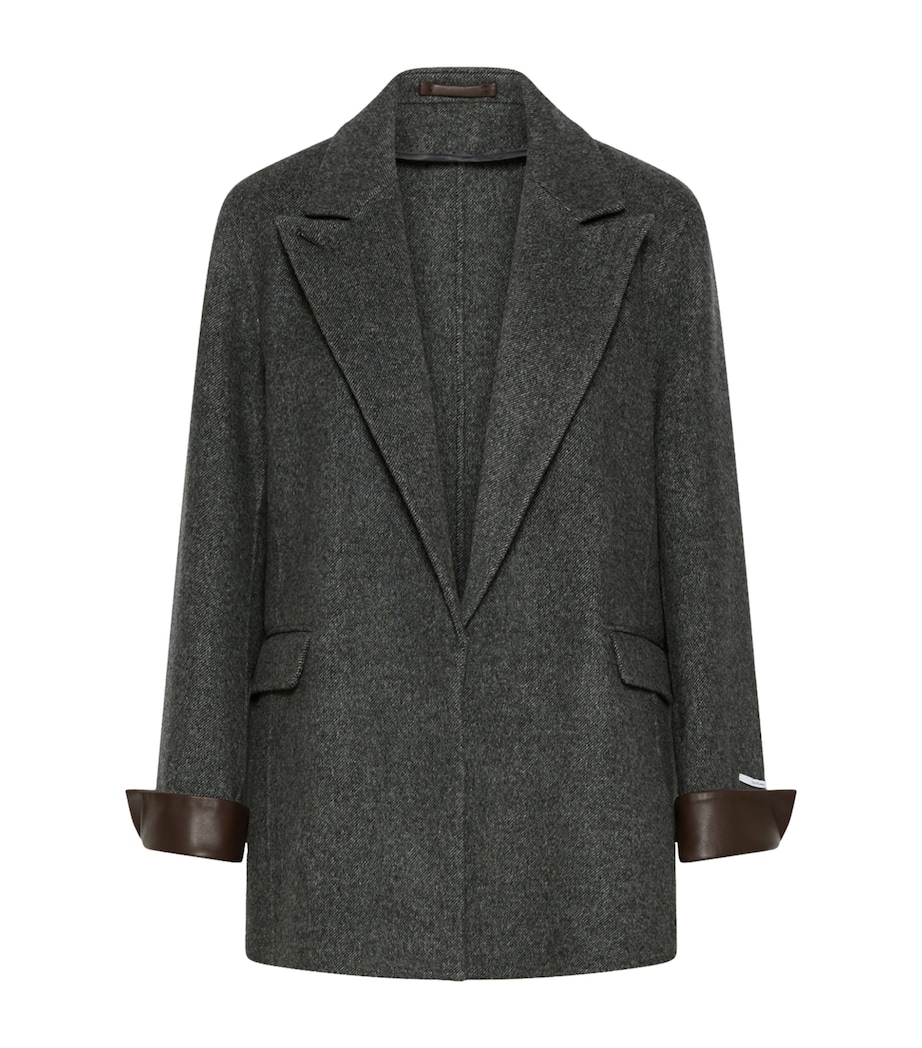 Marella Womens Wool Single-Breasted Blazer Melange Dark Grey Image 1