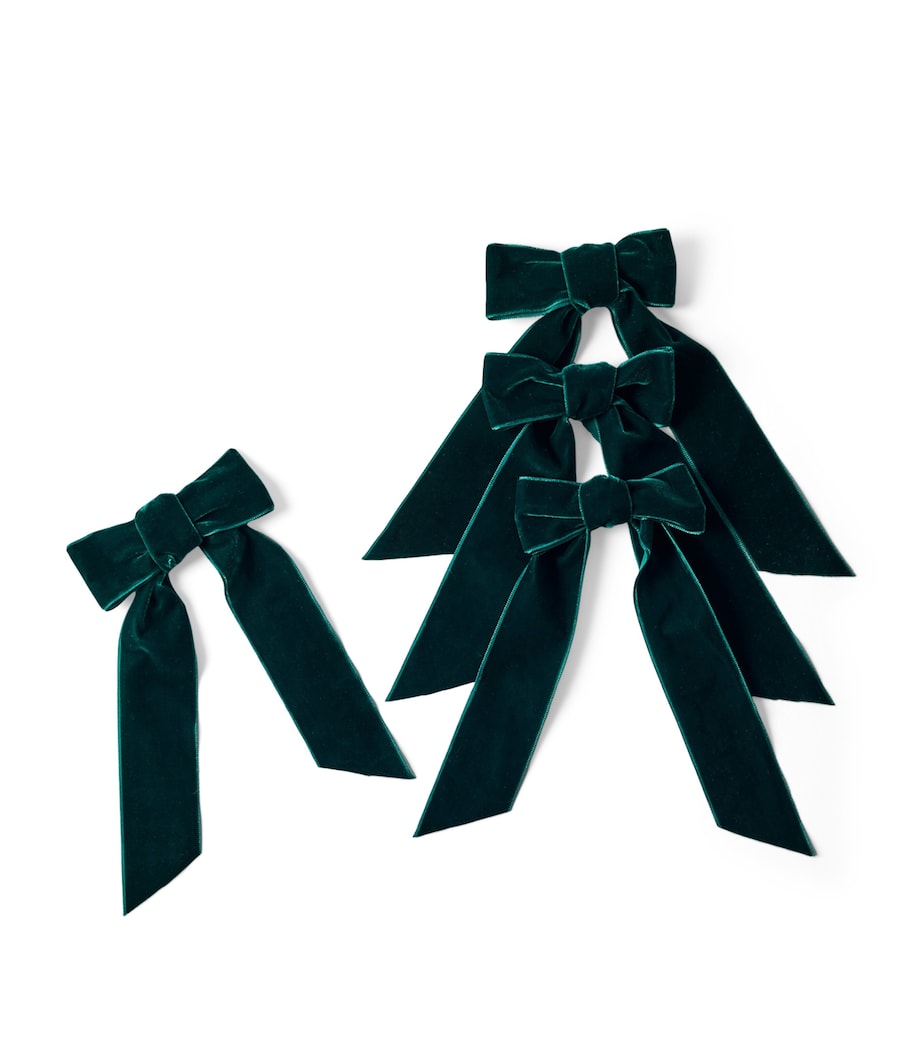 Set of 4 Velvet Bow Napkin Holders GREEN Image 1