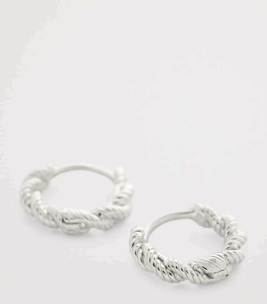 Mini Sterling Silver Corda Huggie Earrings STERLING SILVER Image 2