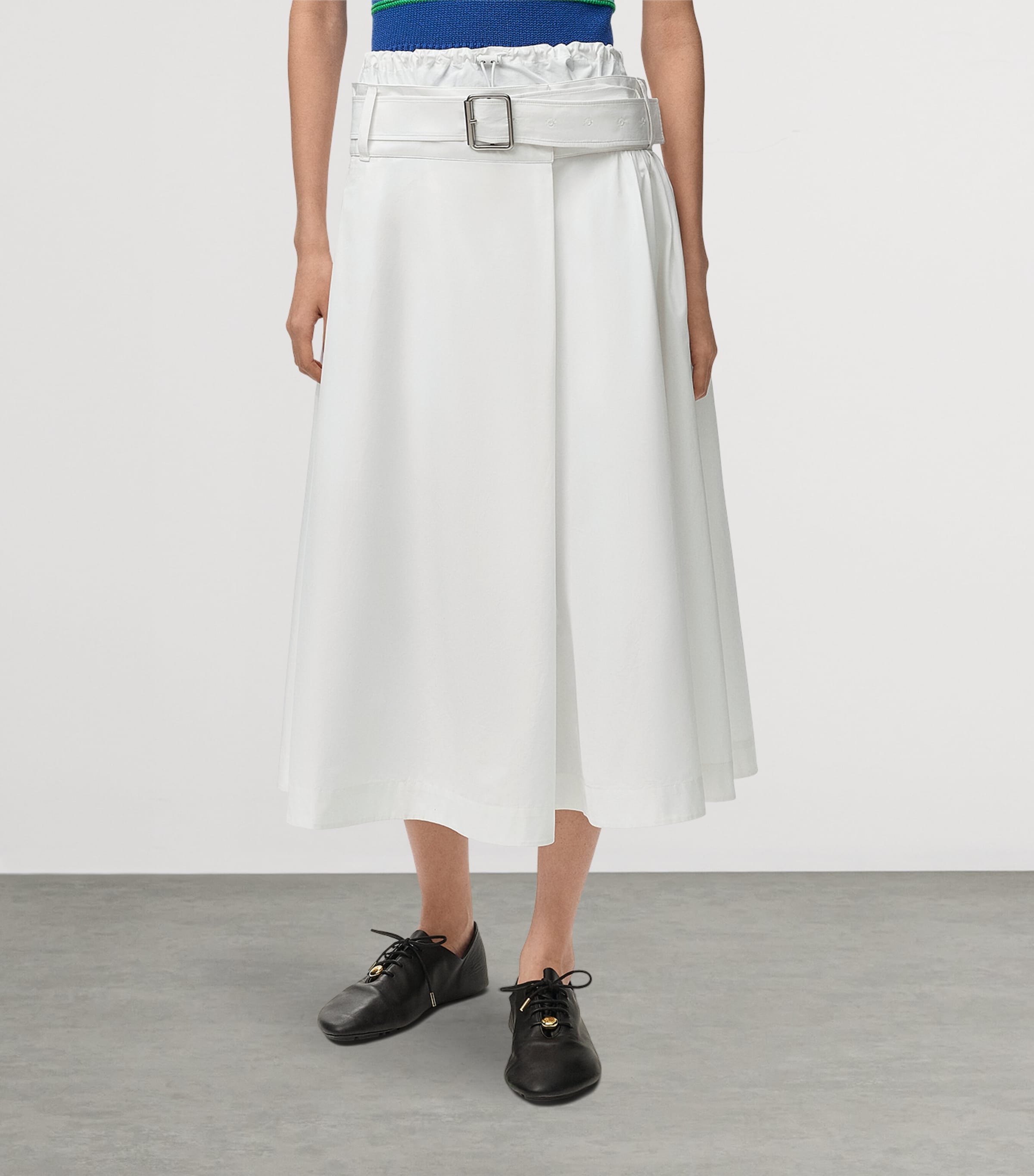LOEWE Womens Cotton Belted Midi Skirt White Image 3