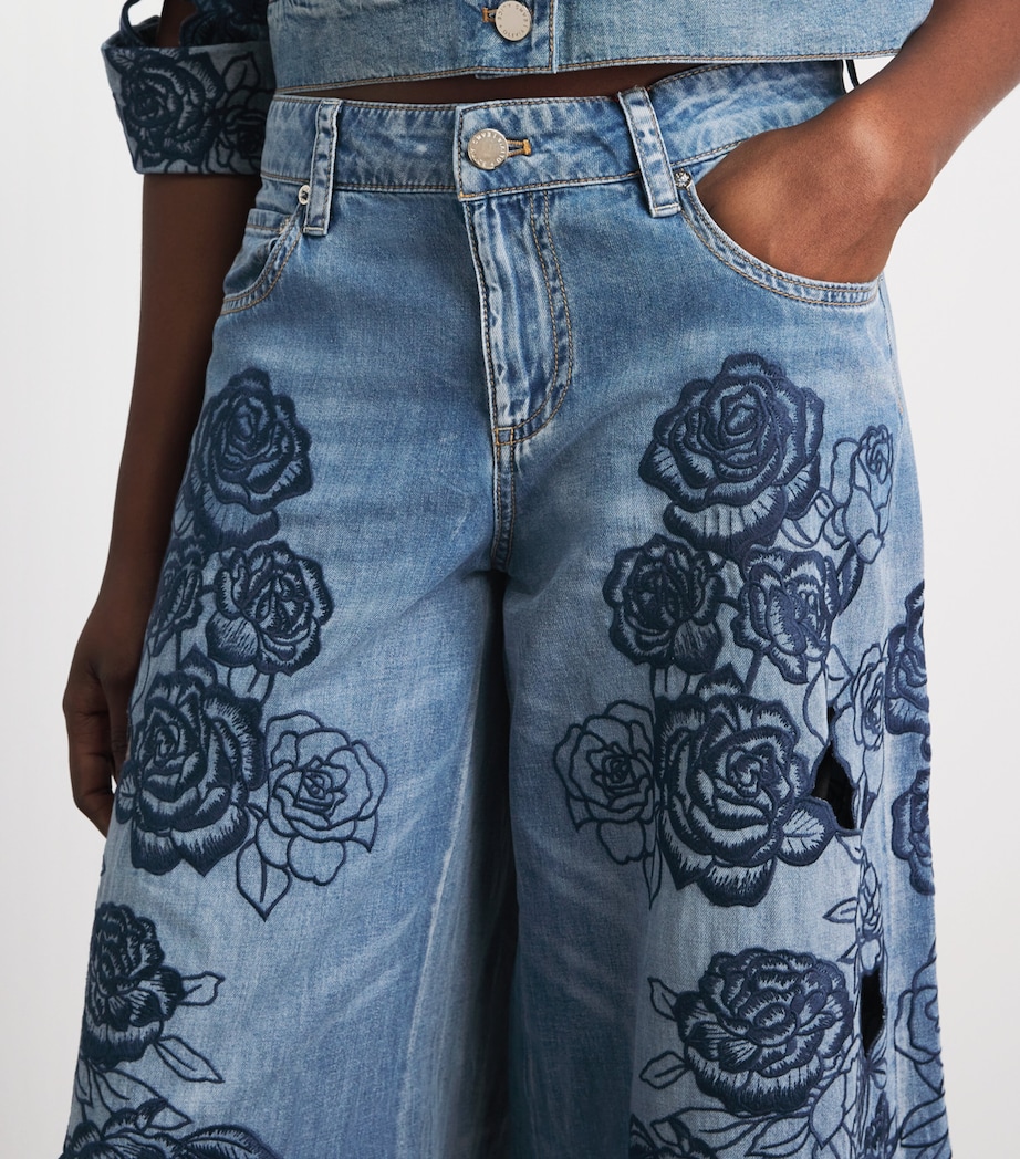 Alice+Olivia Womens Sidney Laser-Cut Jeans Brooklyn Blue Image 3