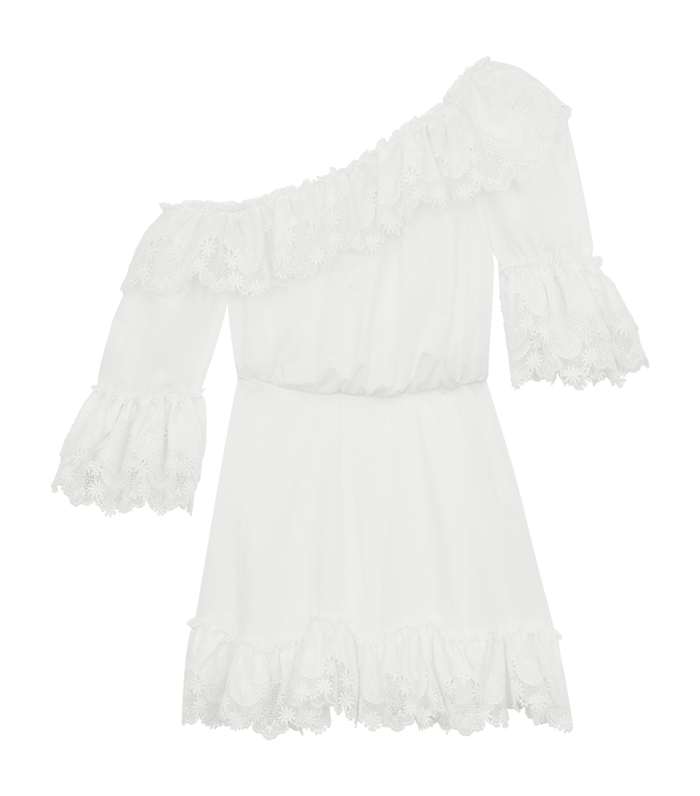 Saint Laurent Cotton One-Shoulder Mini Dress