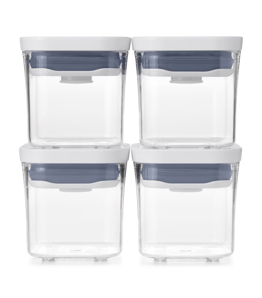 Set of 4 Mini POP Containers CLEAR/WHITE Image 1
