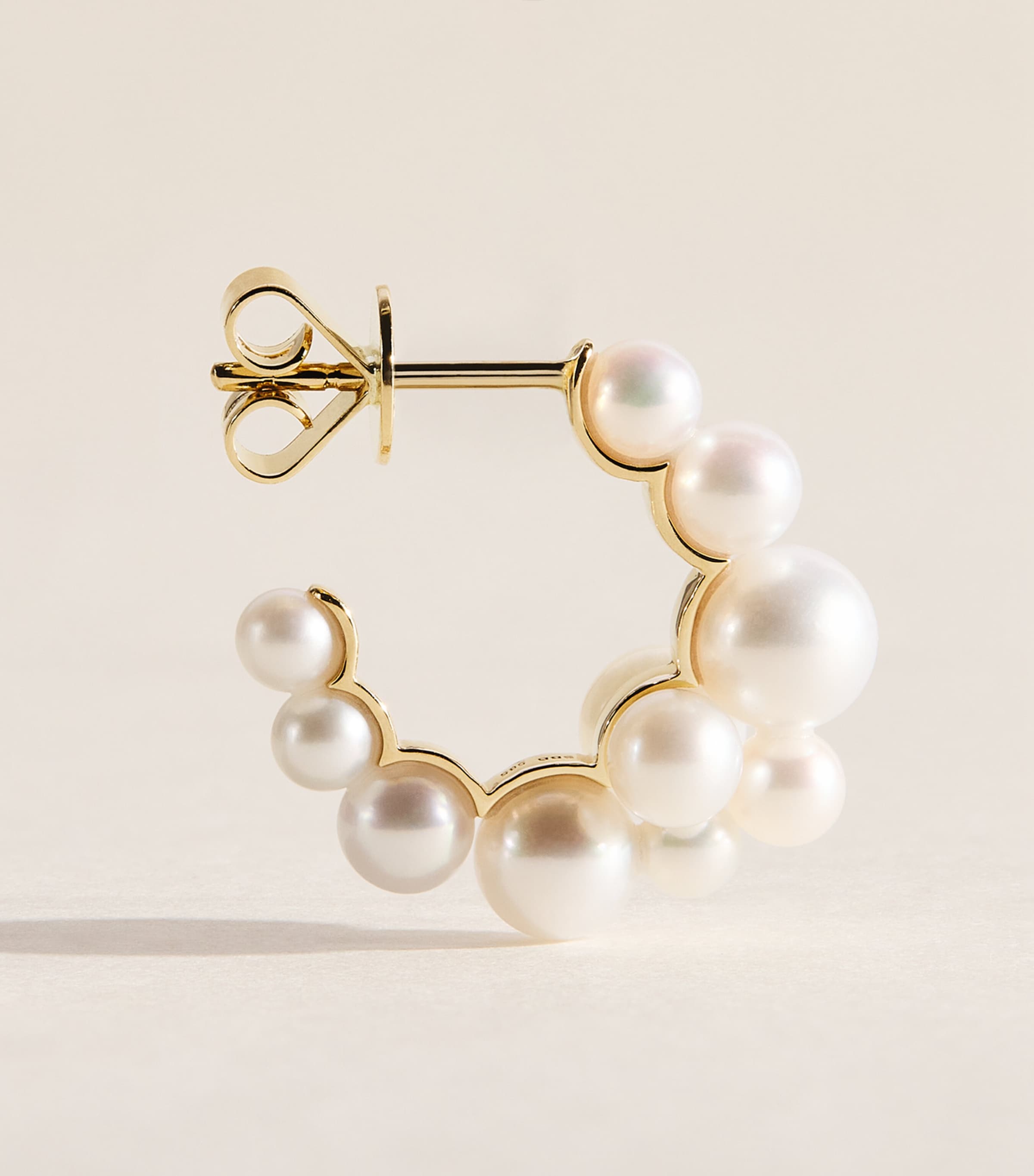 Sophie Bille Brahe Yellow Gold and Pearl Boucle Botticelli Hoop Earrings Yellow Gold Image 3