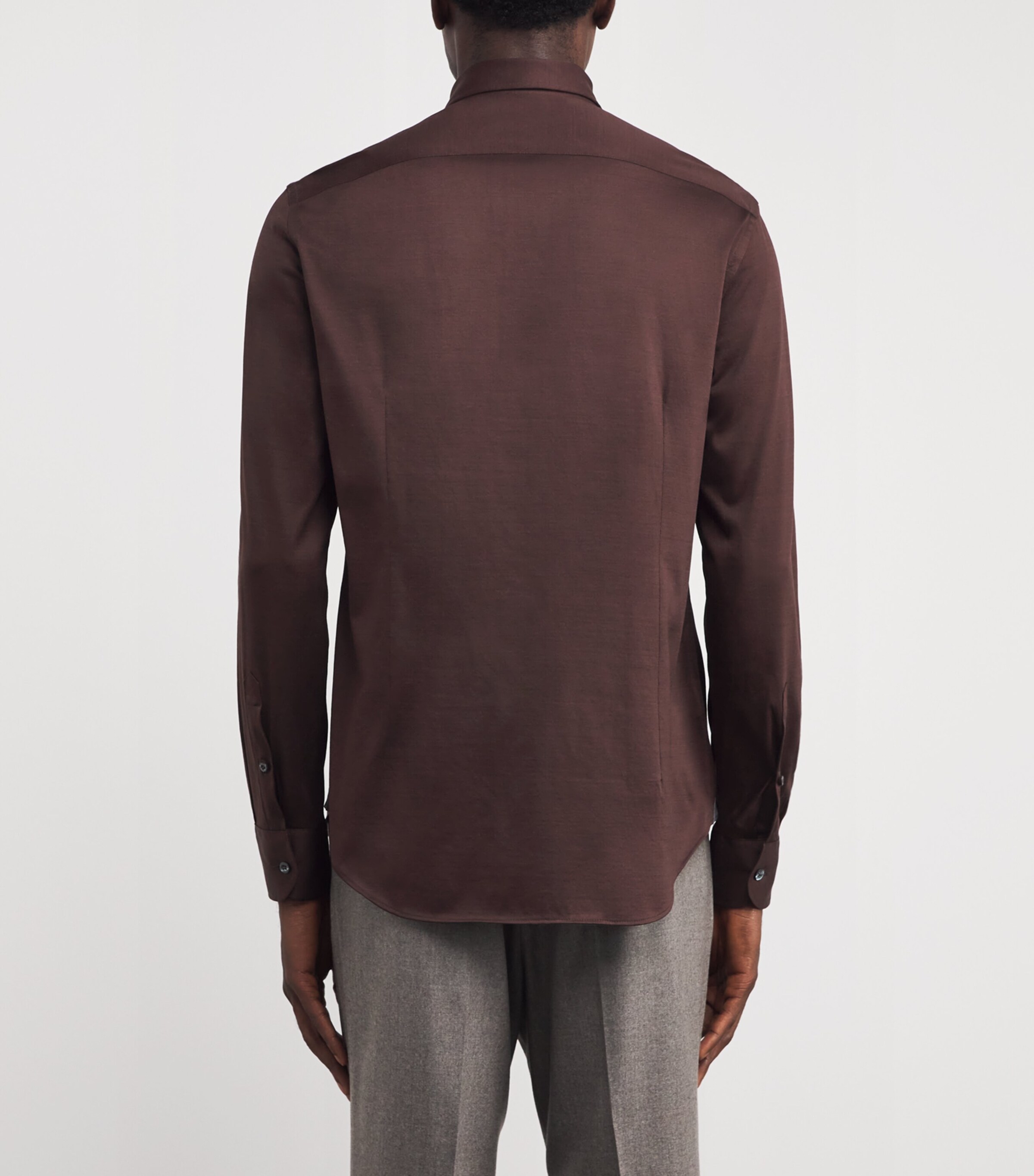 Corneliani Mens Cotton Long-Sleeve Shirt Brick Brown Image 4