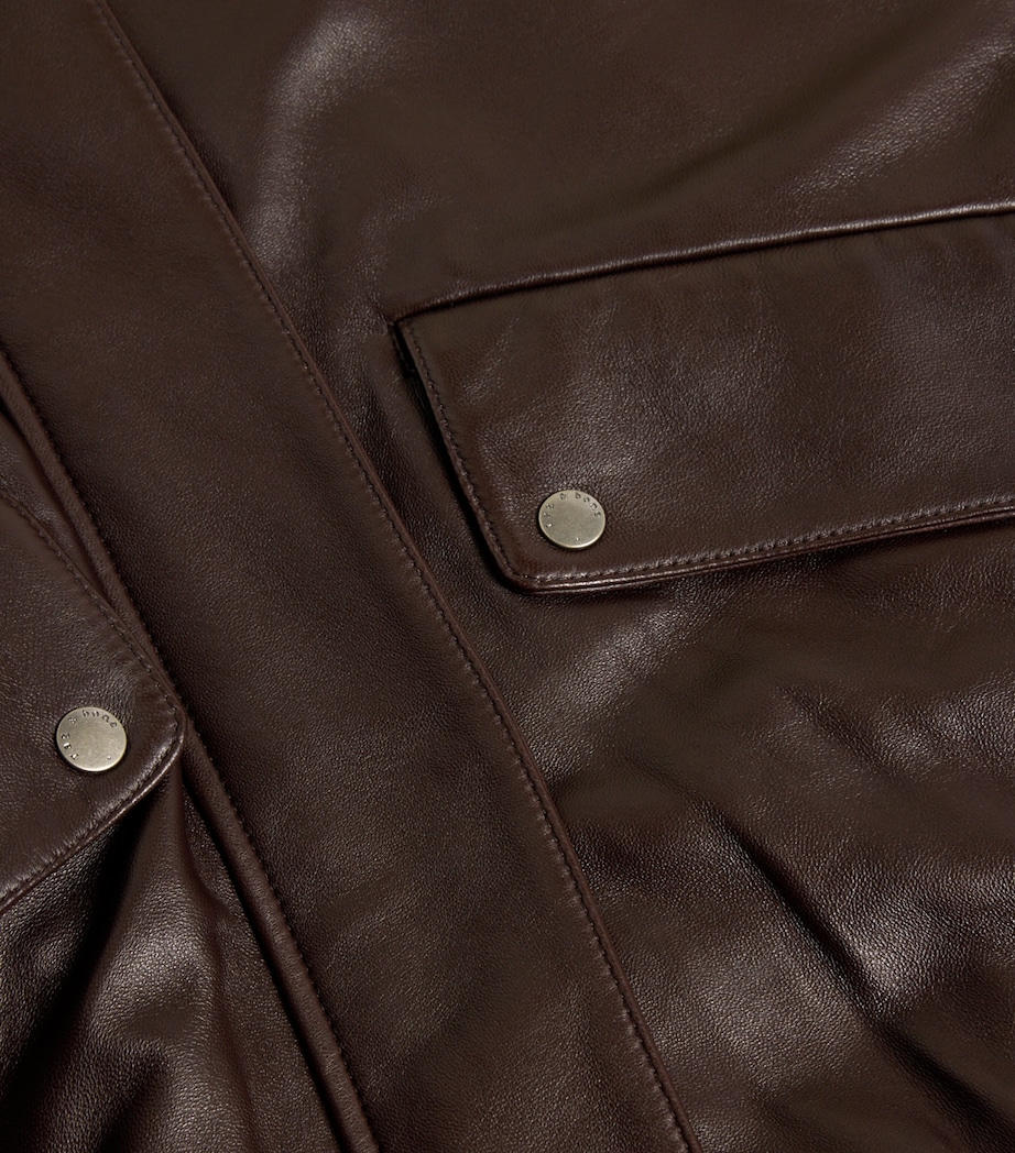 Leather Aria Bomber Jacket BROWN Image 2