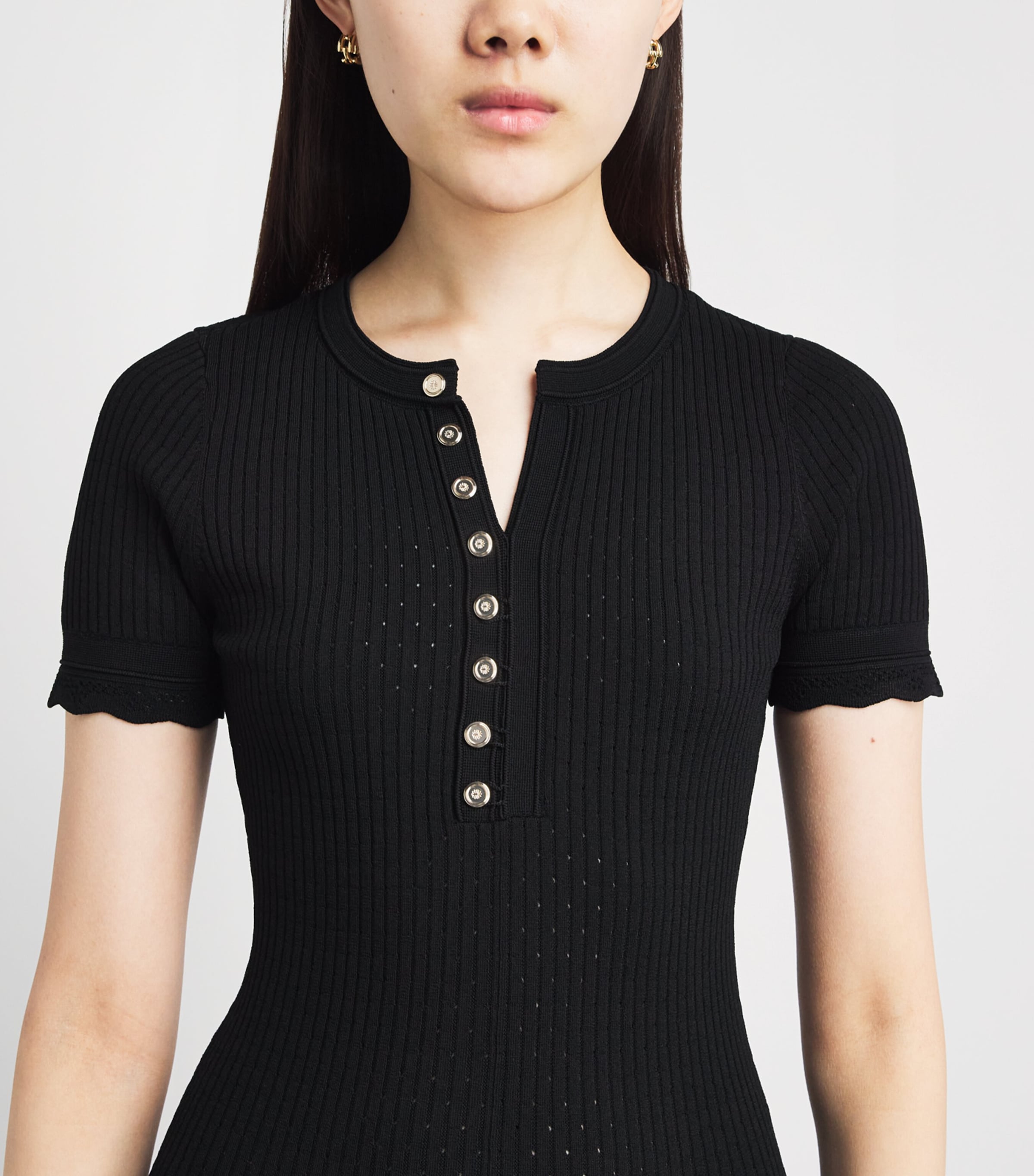 Sandro Paris Womens Knitted Midi Dress Black Image 5