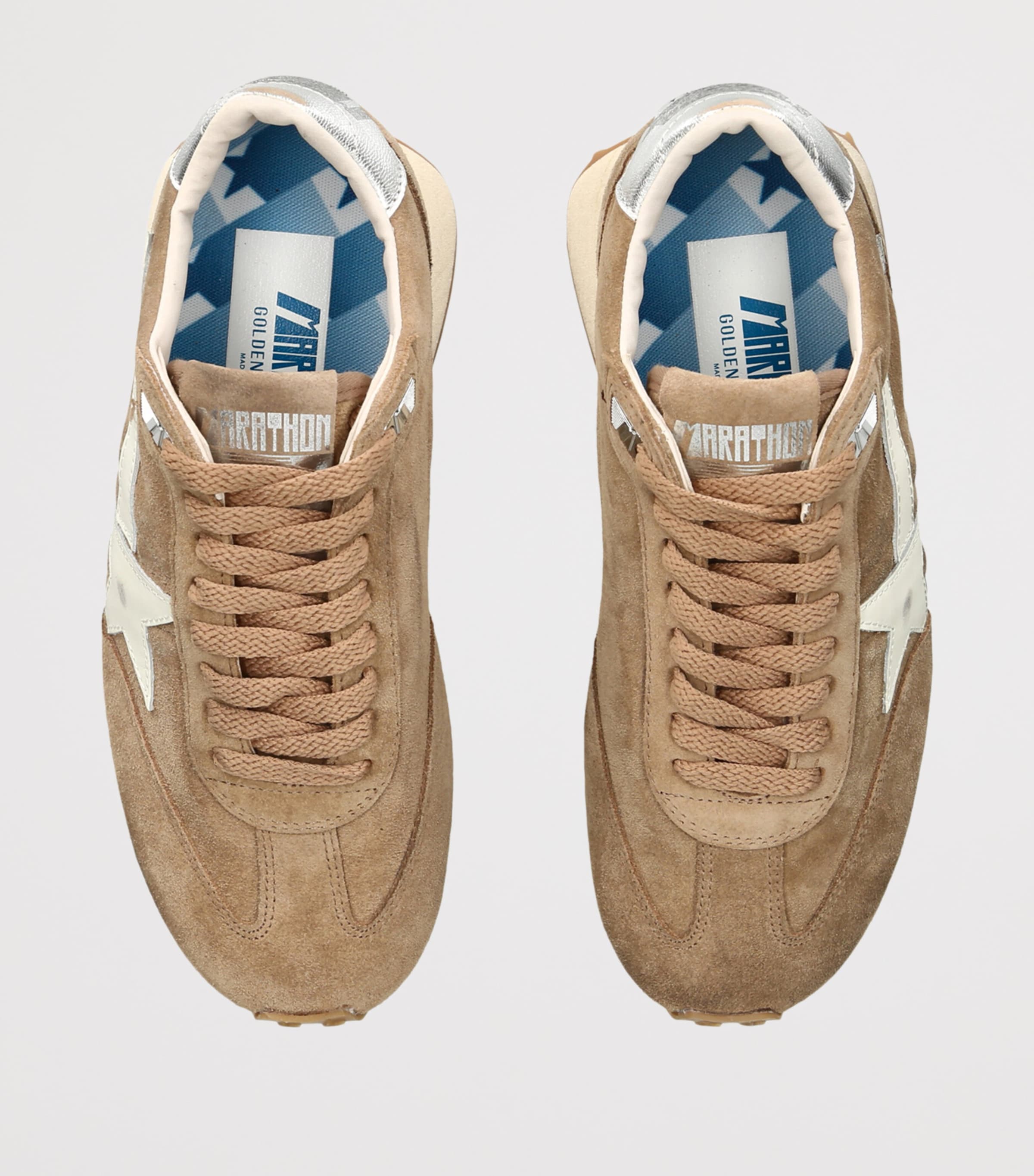Golden Goose Suede Marathon Sneakers Tan Comb Image 3