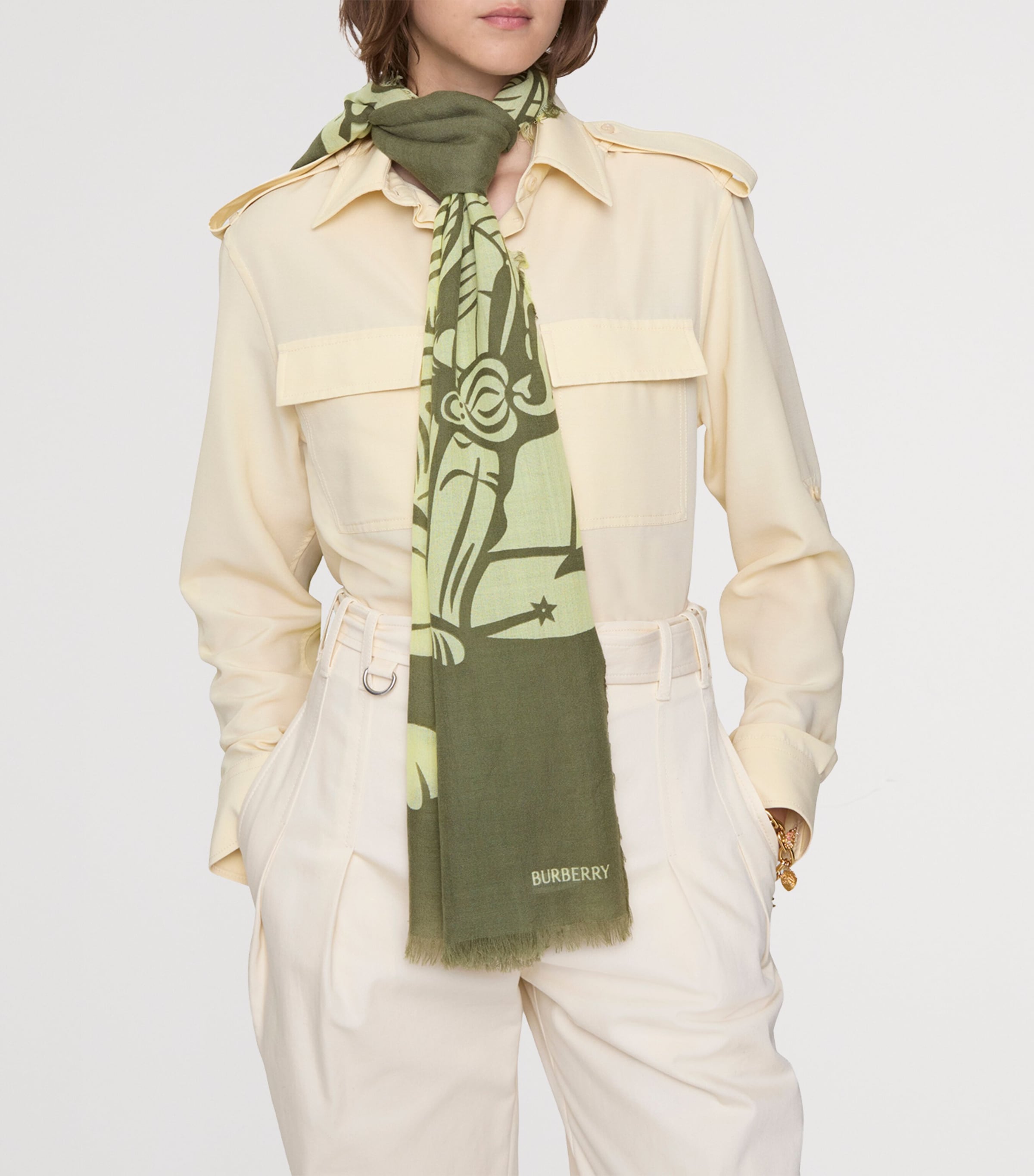 Wool Wide EKD Scarf PEA GREEN Image 2