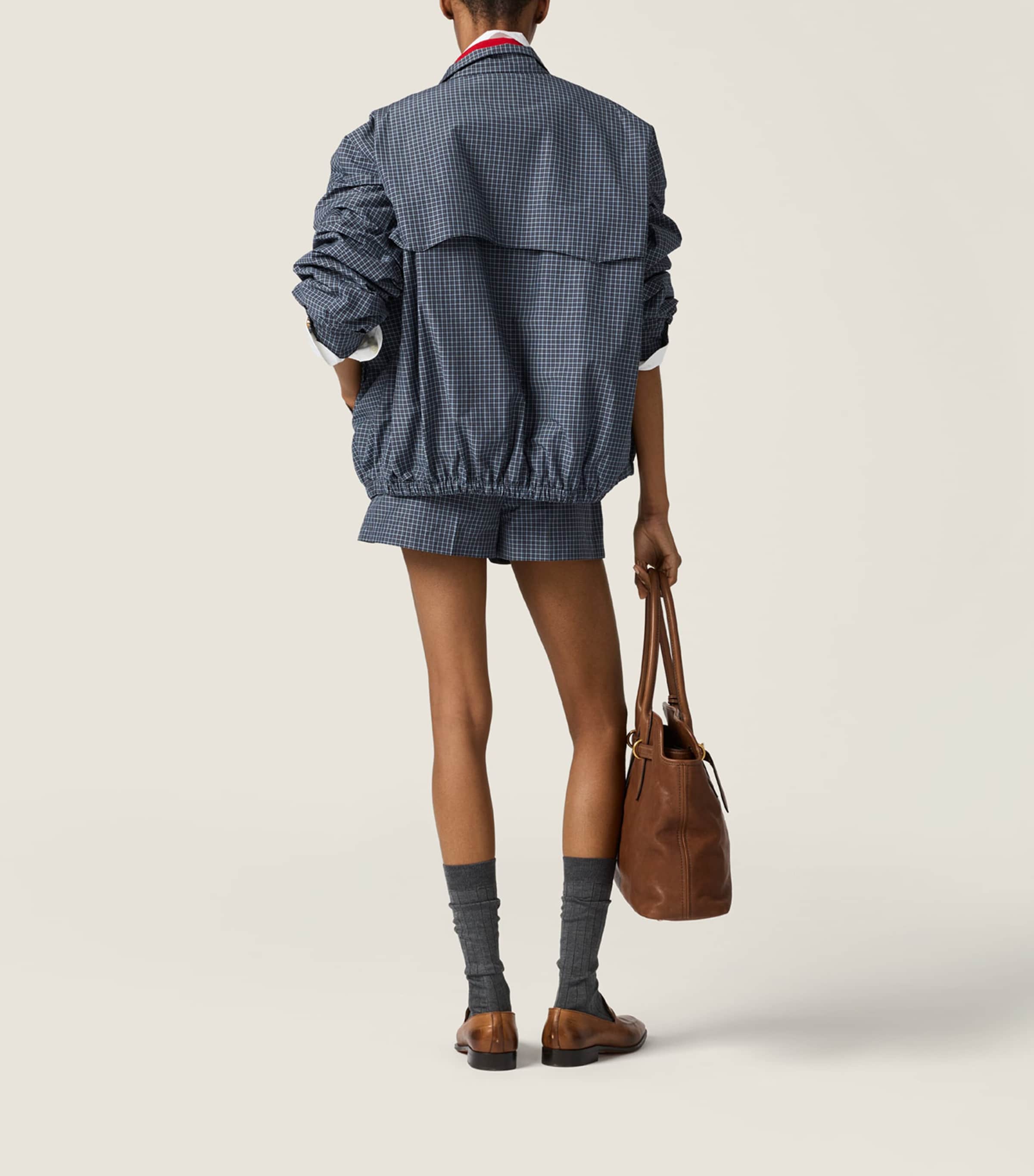 Miu Miu Womens Check Blouson Jacket Image 3