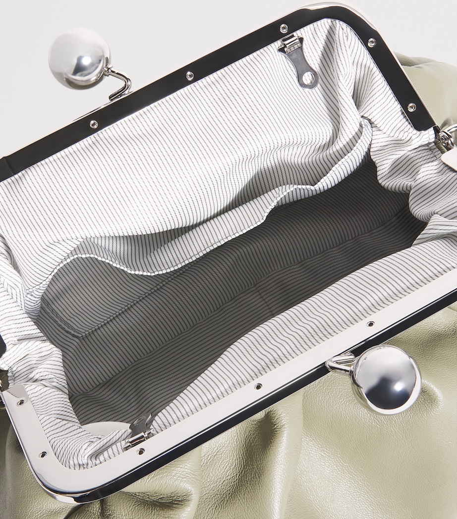 Medium Leather Pasticcino Clutch Bag SAGE GREEN Image 4