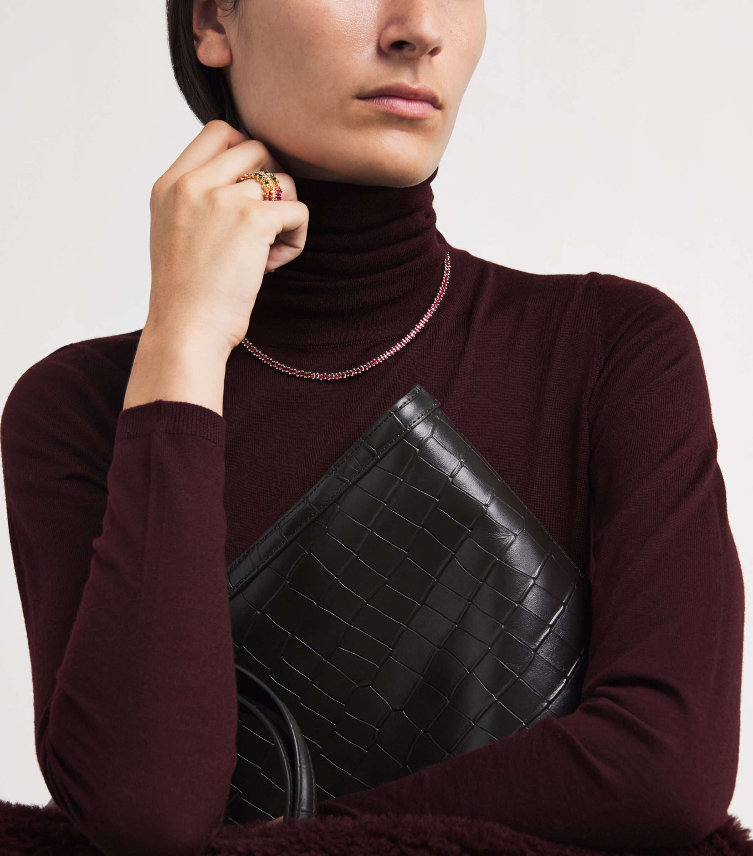 Rose Gold and Ruby Princess Tennis Necklace 18K RG/R Image 2