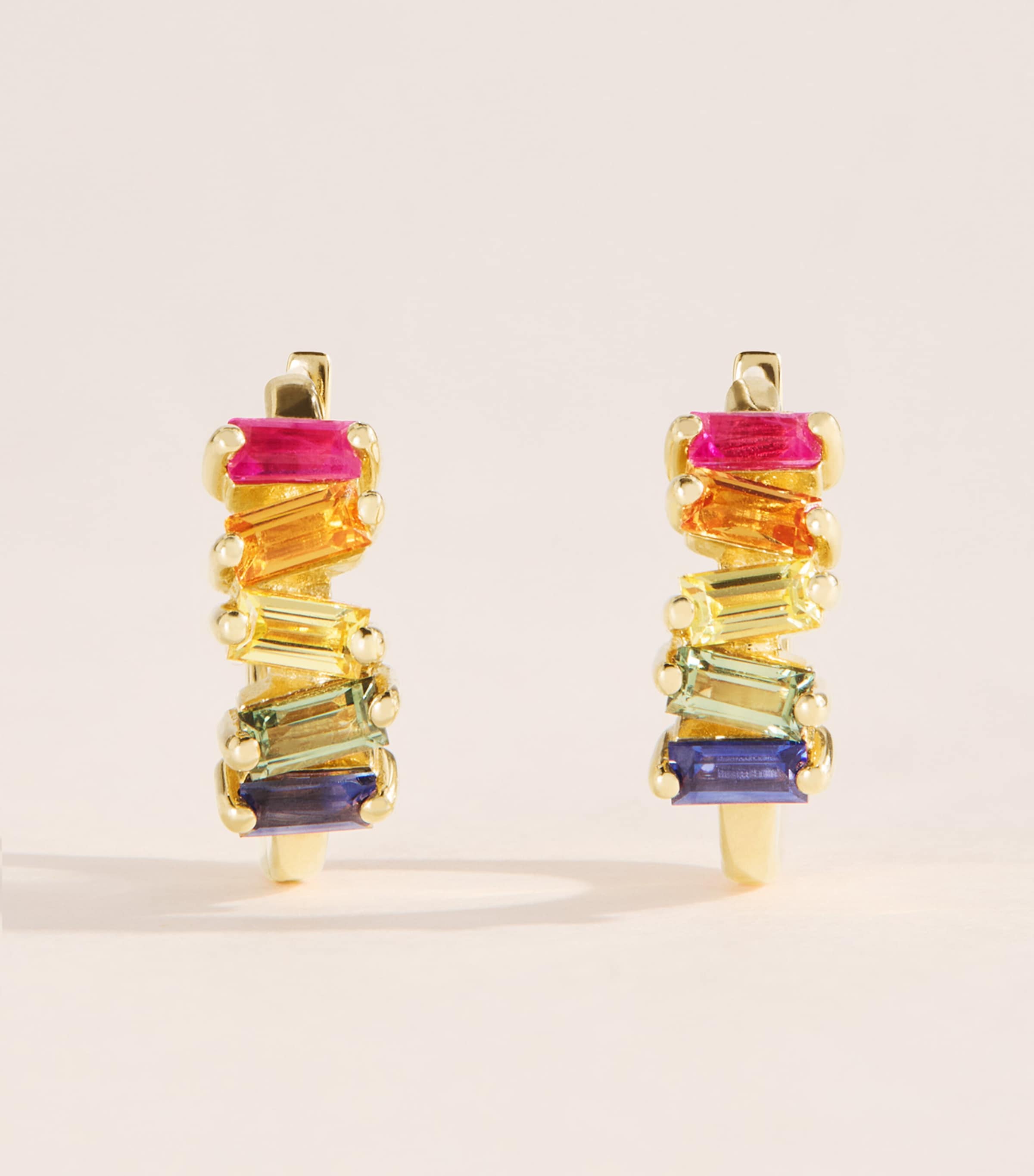 Suzanne Kalan Yellow Gold and Rainbow Sapphire Bold Huggie Earrings Yg/rs Image 1