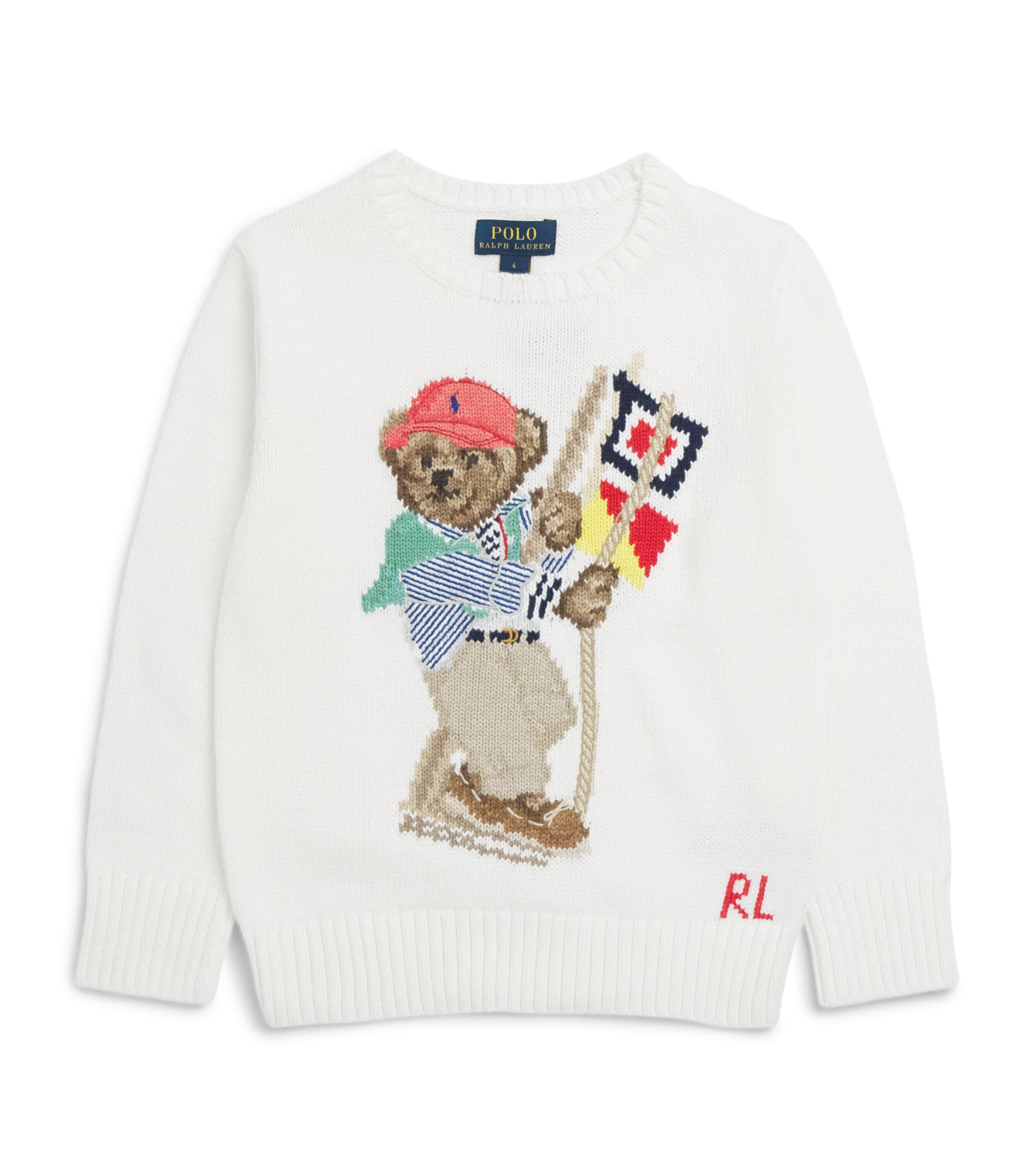 Ralph Lauren Kids Cotton Sailing Bear Sweater (2-7 Years) White Image 1