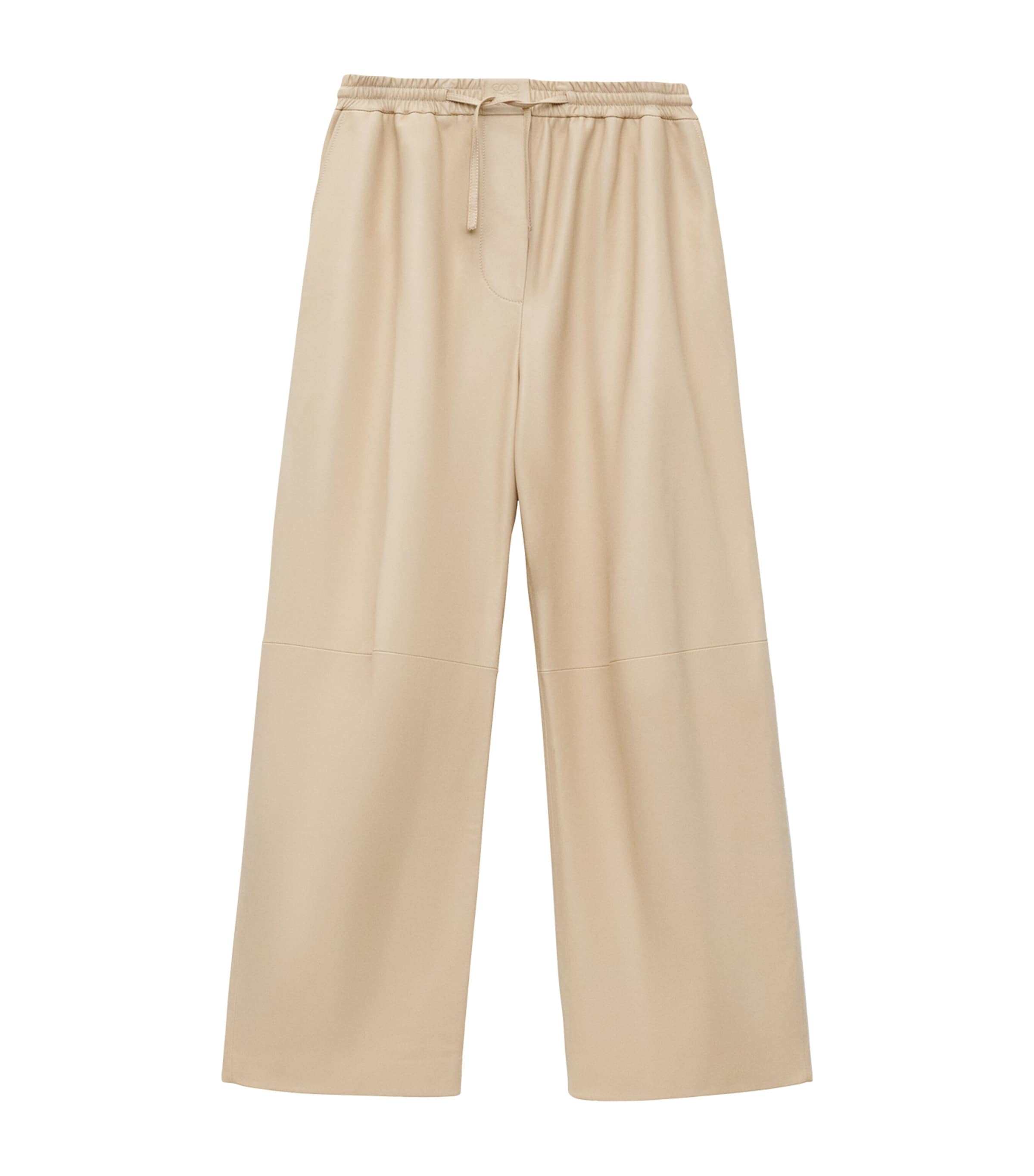 Loewe Exclusive Lambskin Wide-leg Silver Capsule Barrel Trousers In Beige