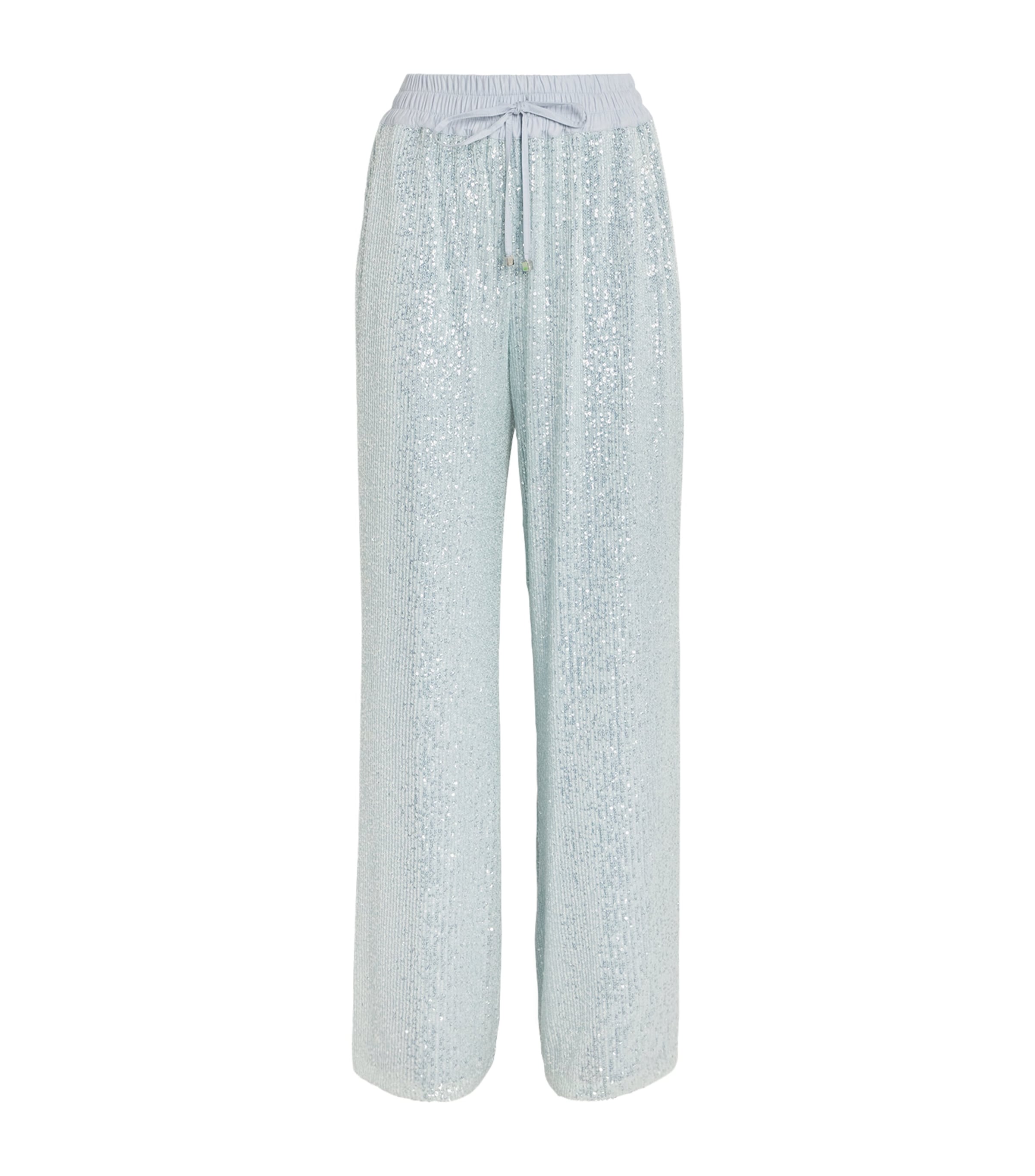 Shop Kiton Sequinned Wide-leg Trousers In Green