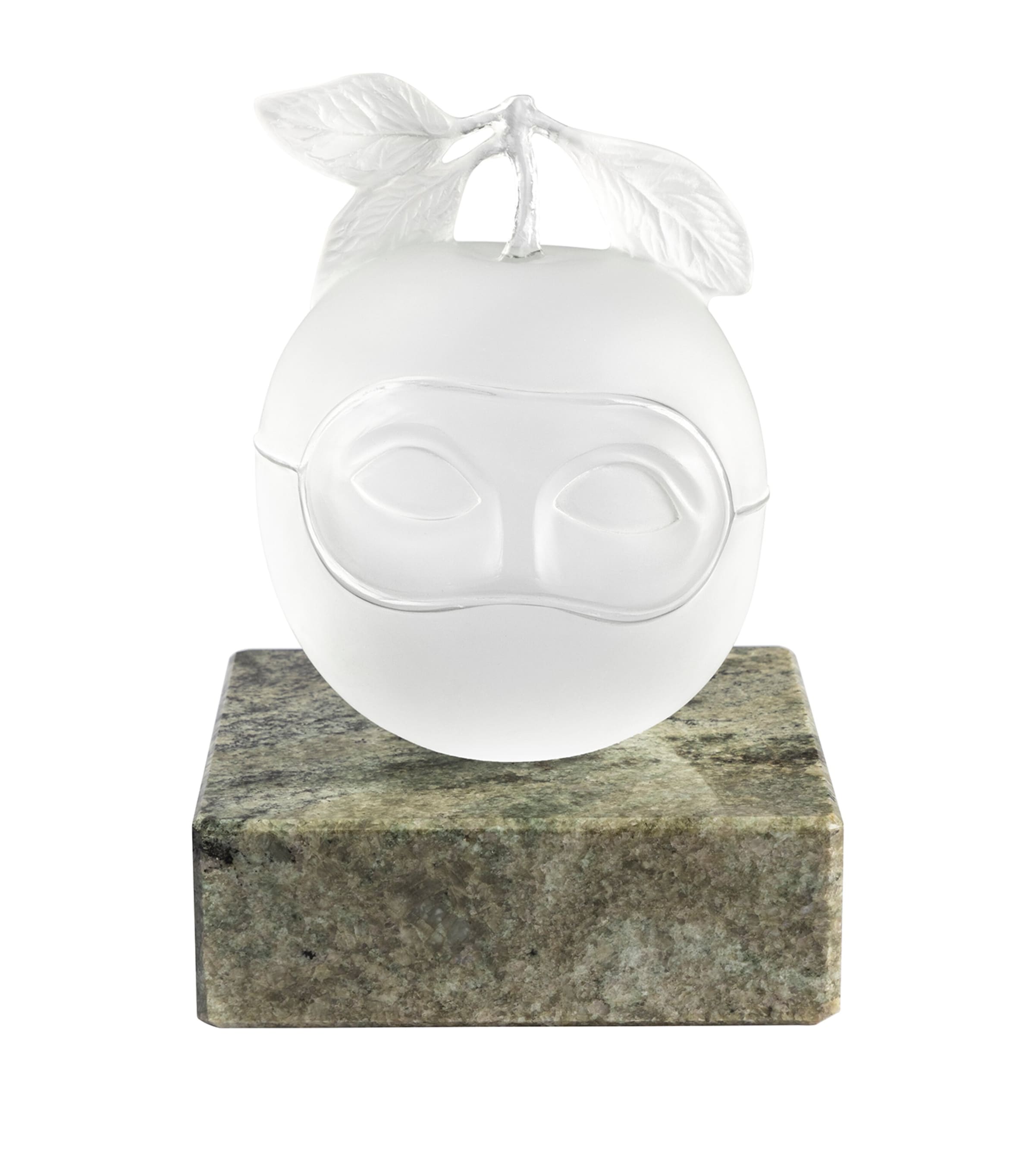 Lalique x René Magritte Left Masked Apple Sculpture Incolore Image 1