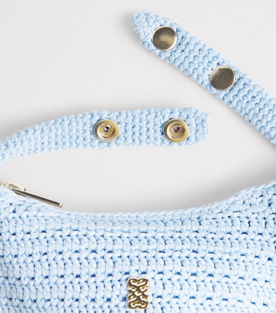 Sandro Paris Crochet Mini Bag Sky Blue Image 4