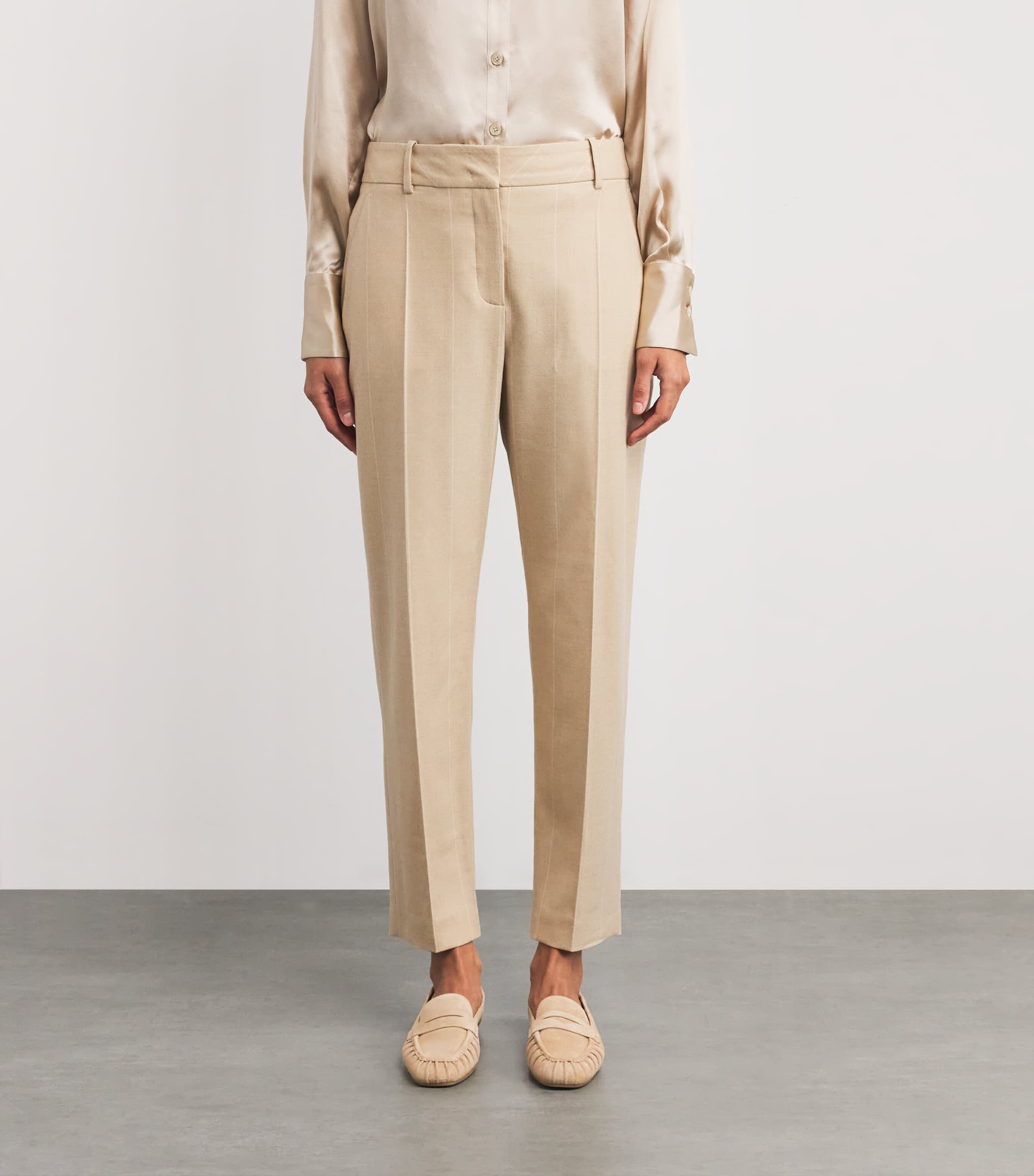 Wool Stripe Straight Trousers SABBIA Image 3
