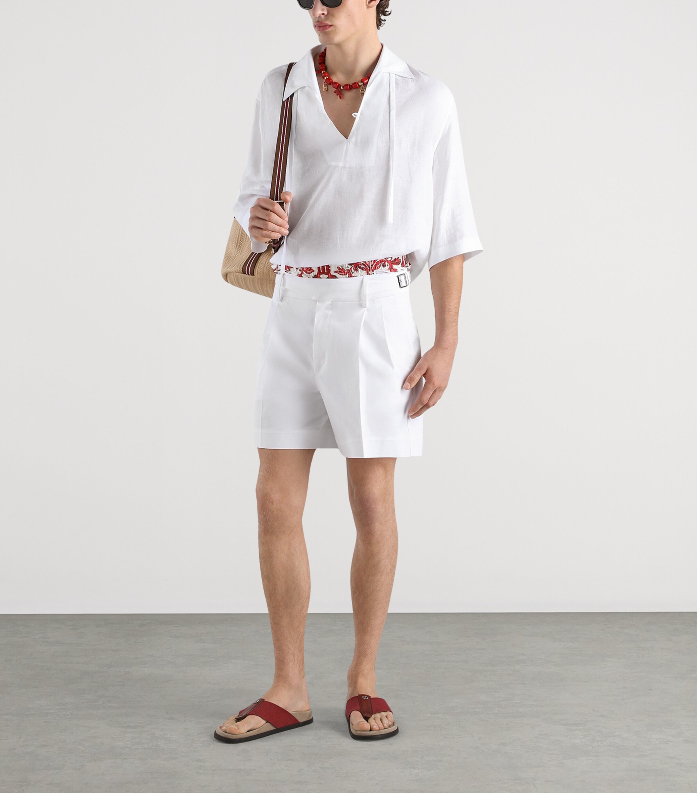 Dolce&Gabbana Mens Linen Hawaiian Shirt Optical White Image 2