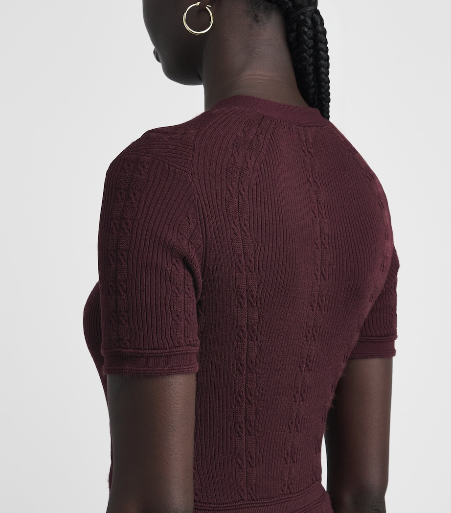 Maje Womens Cable-Knit Button Midi Dress Burgundy Image 5