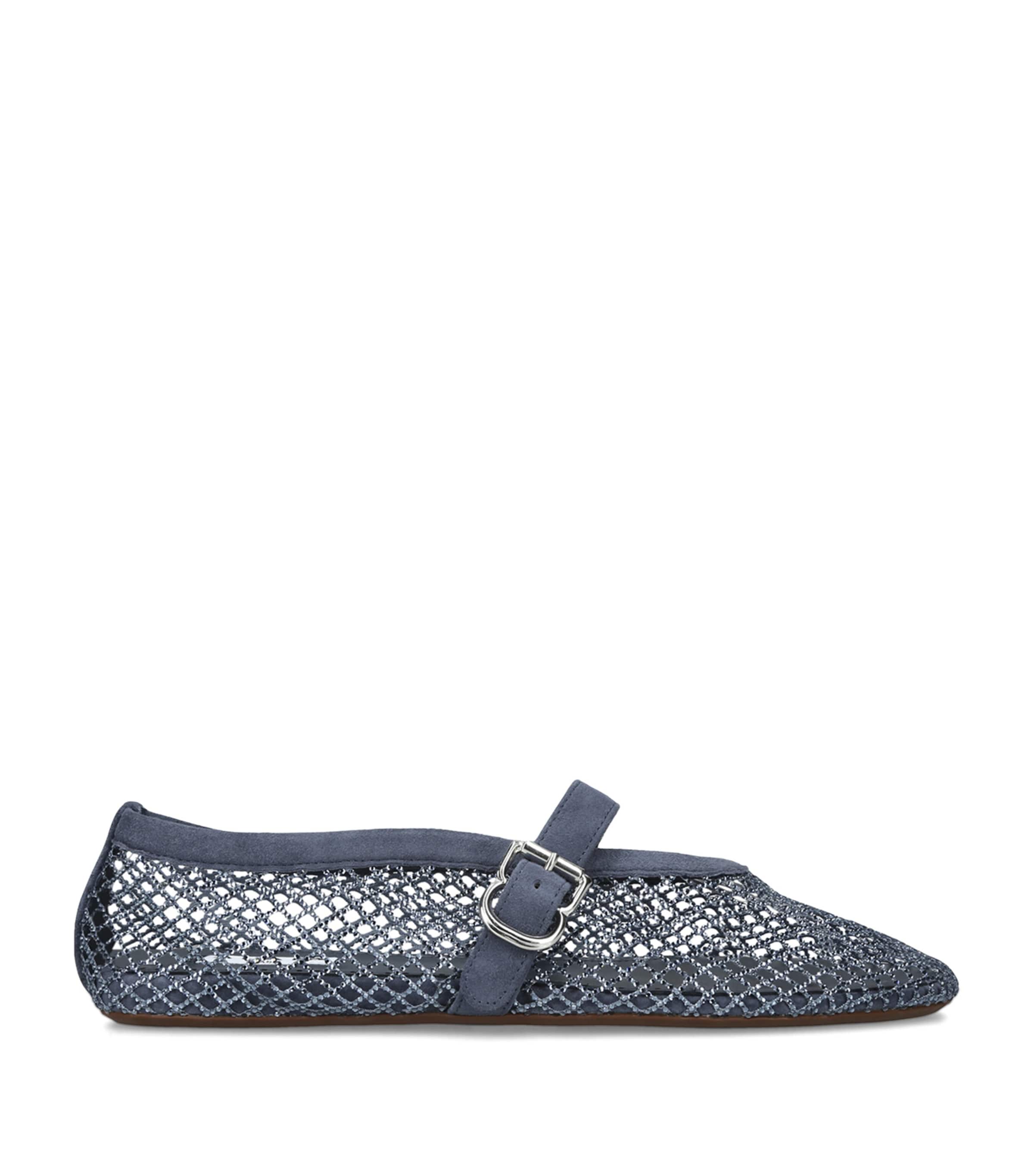 Alaïa Suede Mesh Ballet Flats Blue Image 1