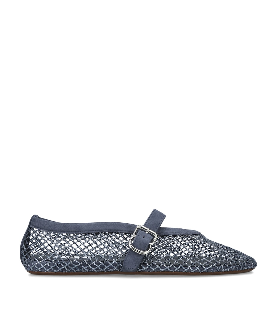 Alaïa Suede Mesh Ballet Flats Blue Image 1