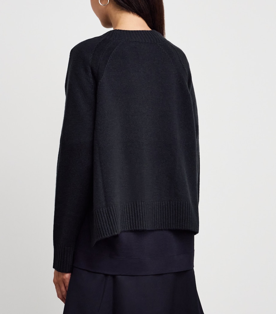 Wool-Cashmere V-Neck Cardigan NAVY Image 4