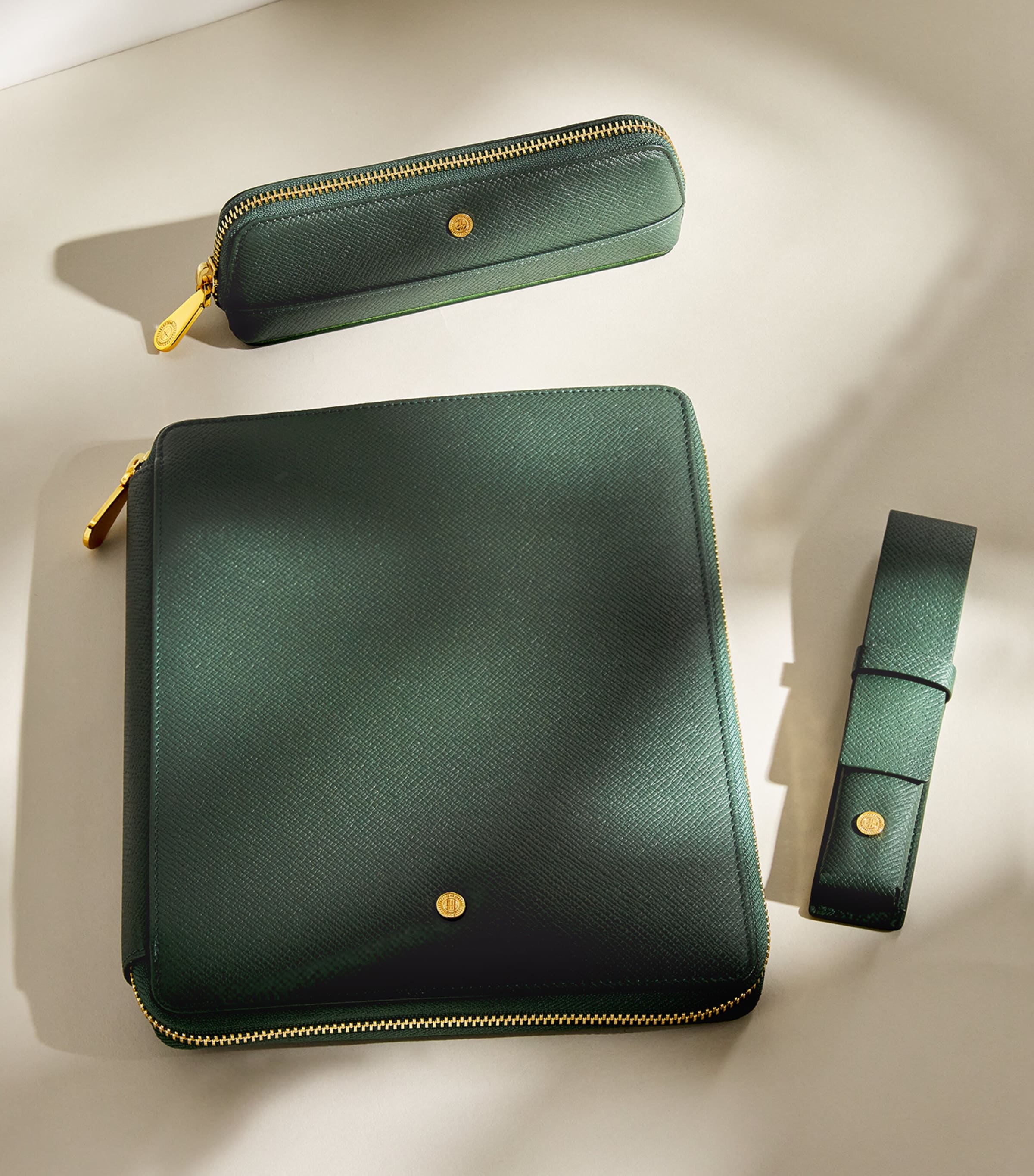 Harrods Leather Writing Folder Green Image 3