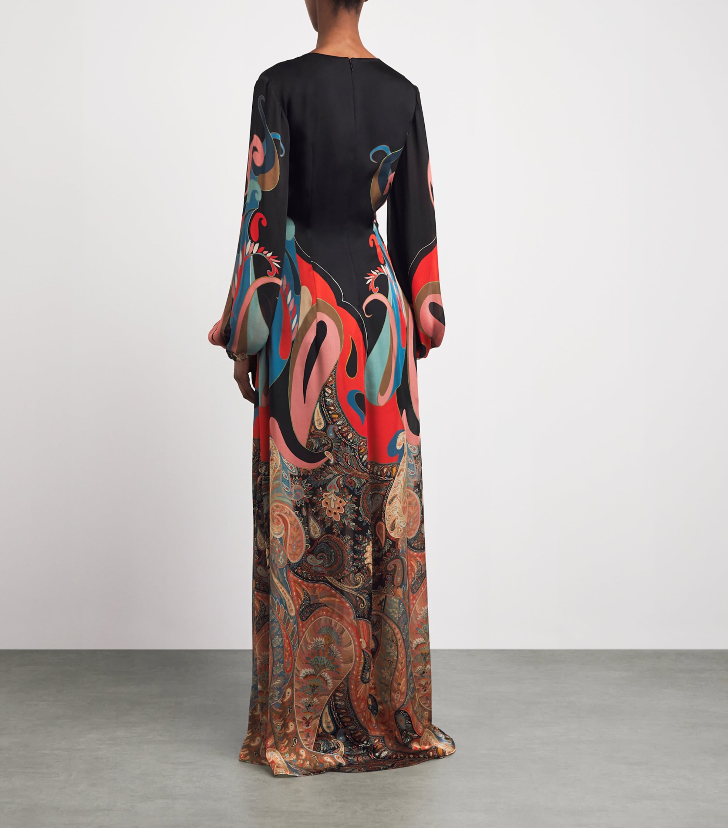 Etro Womens Silk Paisley Maxi Dress Black Print Image 4