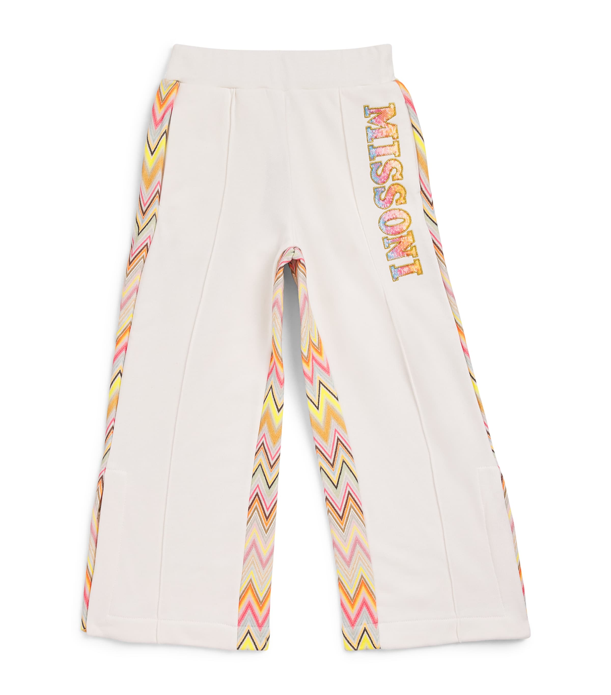 Missoni Cotton Zizgag-trim Sweatpants (12-14 Years) In Ivory