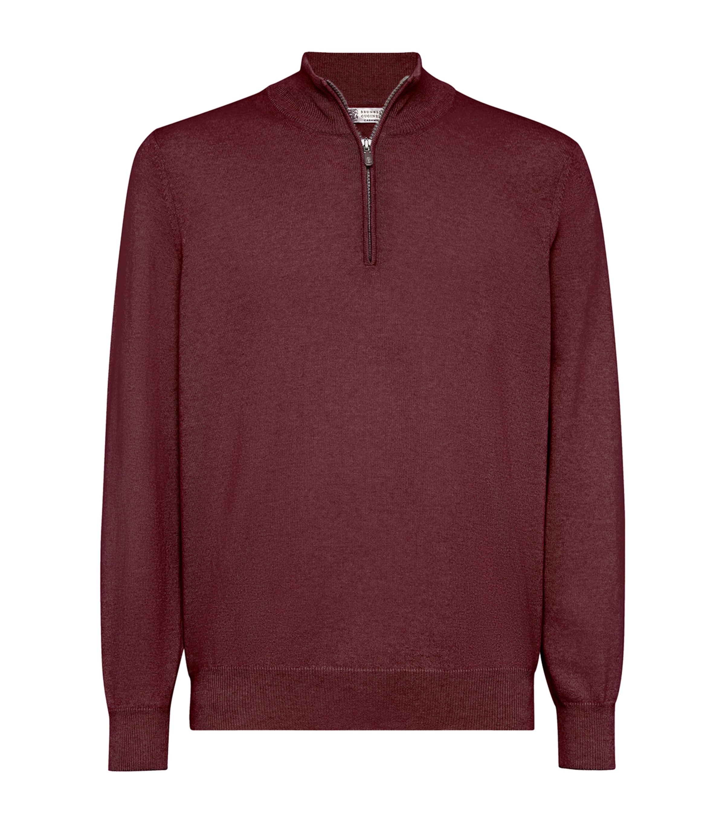 Brunello Cucinelli Cashmere Quarter-zip Sweater In Burgundy