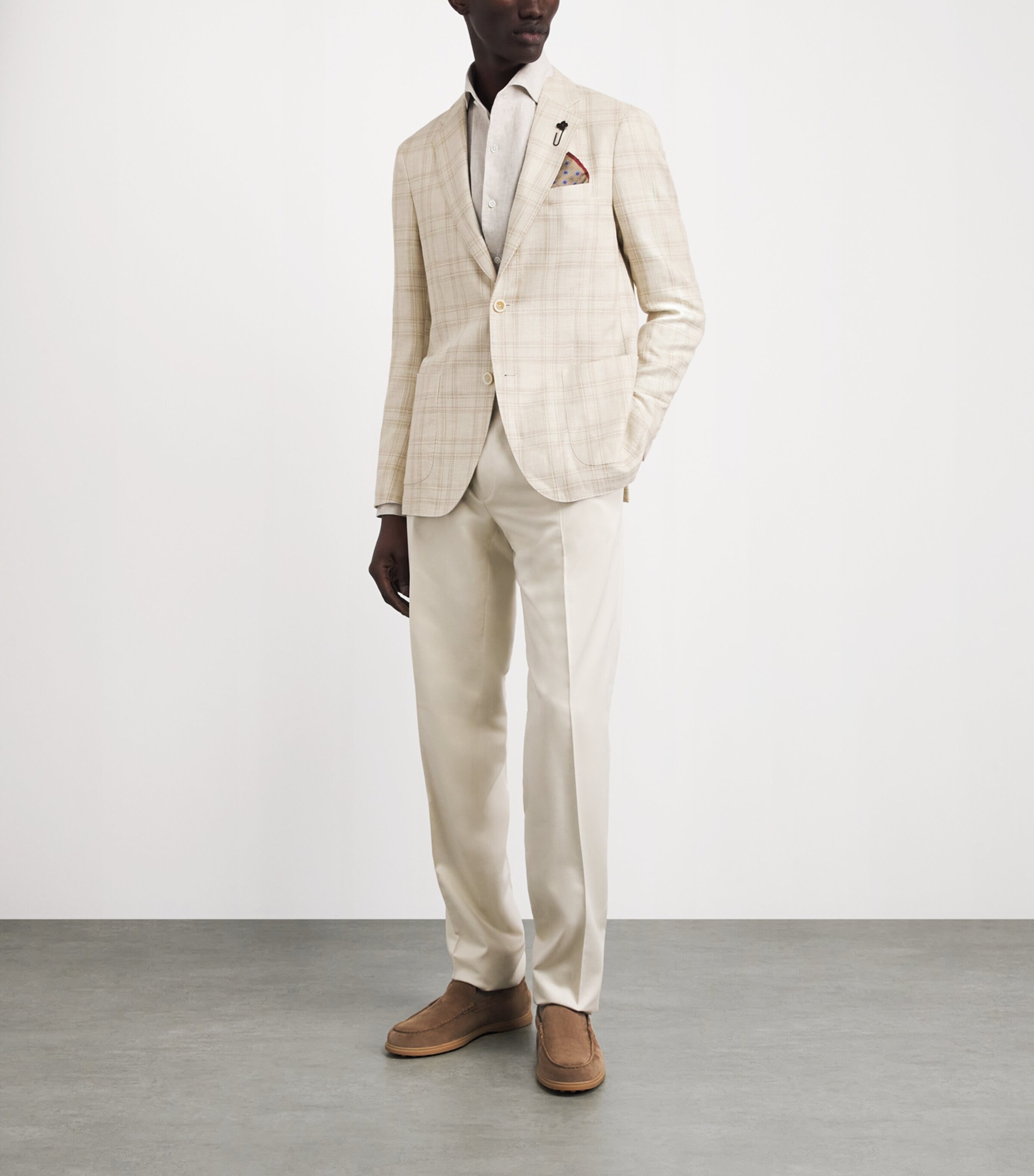 Lardini Mens Wool Check Blazer Milk/beige Image 2