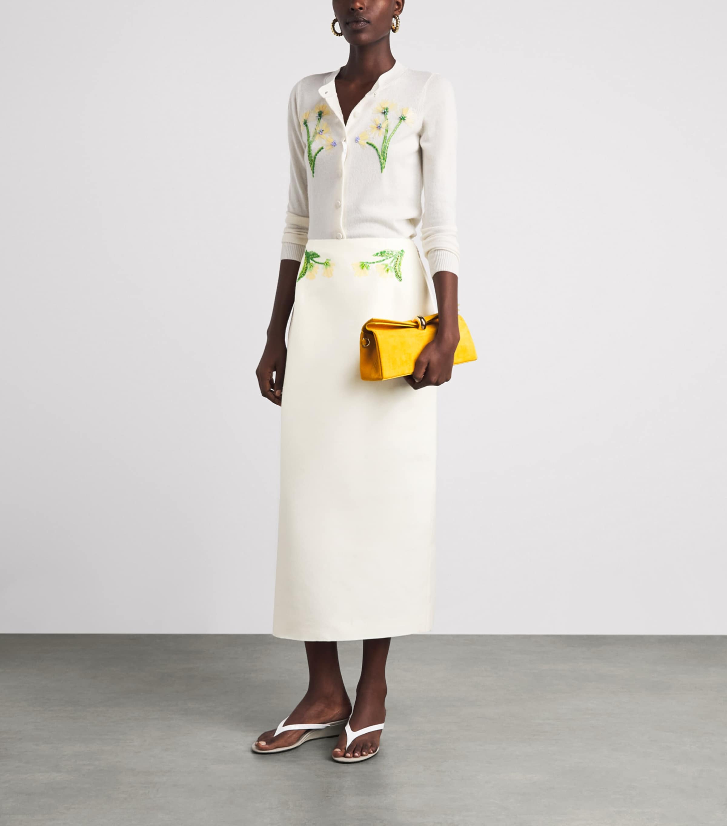 LEO LIN Womens Wool-Silk Quinn Midi Skirt Wildflower Image 2