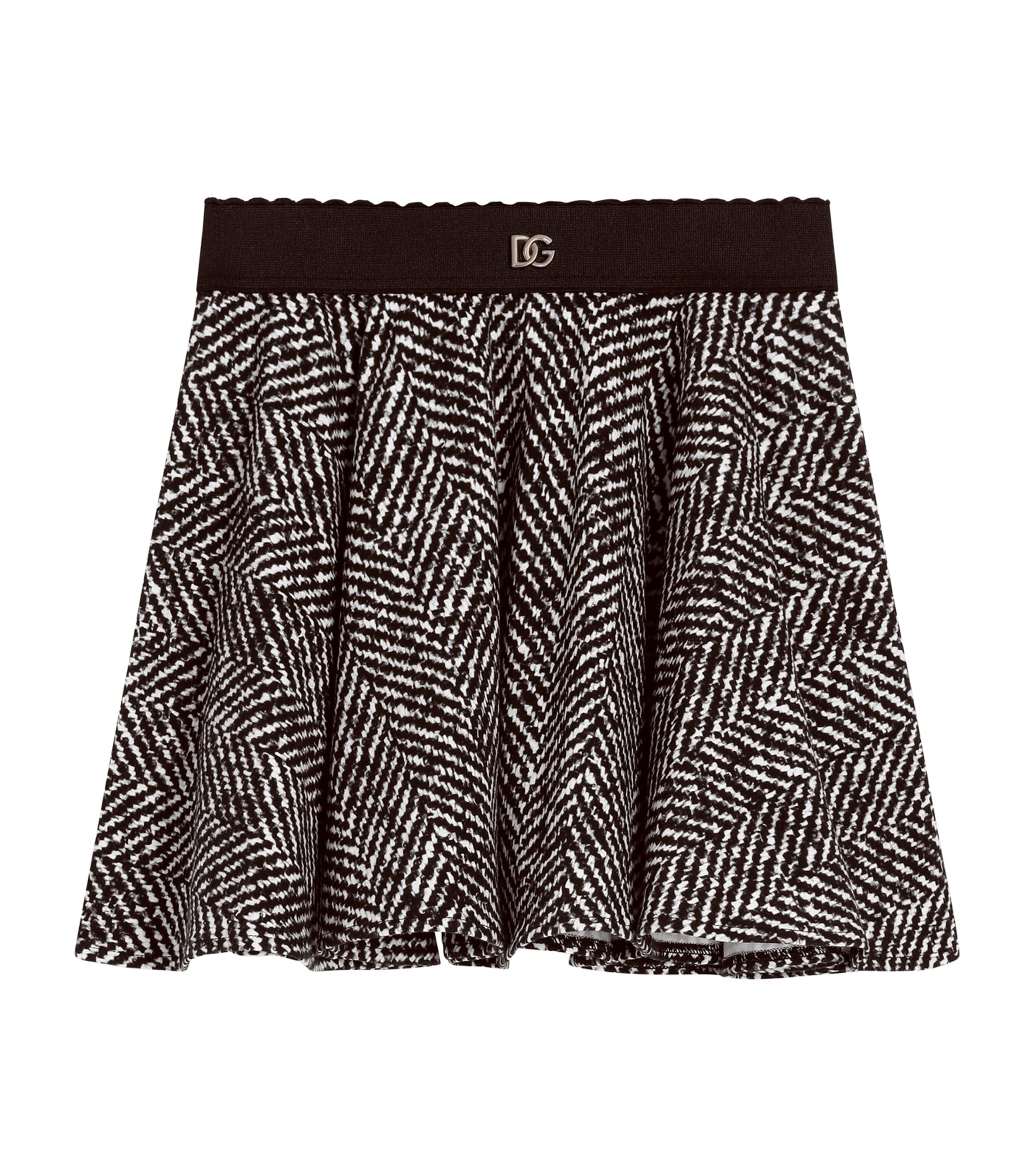 Dolce&Gabbana Kids Stretch-Cotton Interlock Chevron Print Skirt (8-12 Years) Chevron B Image 1