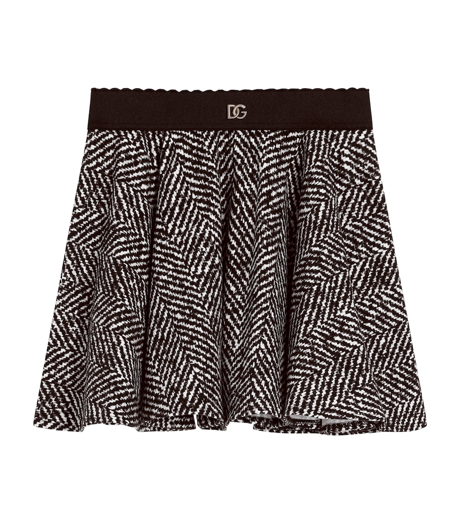 Dolce&Gabbana Kids Stretch-Cotton Interlock Chevron Print Skirt (8-12 Years) Chevron B Image 1