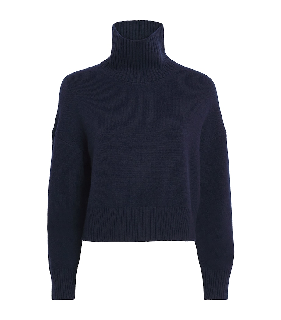 Maje Womens Cashmere-Blend High-Neck Sweater Navy Image 1
