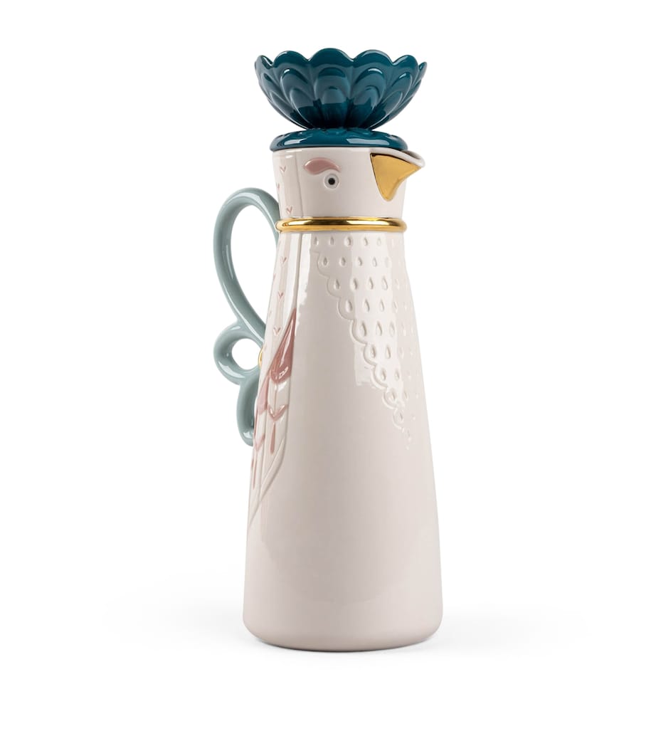 Porcelain Kawki Coffee Jug WHITE & PINK Image 3