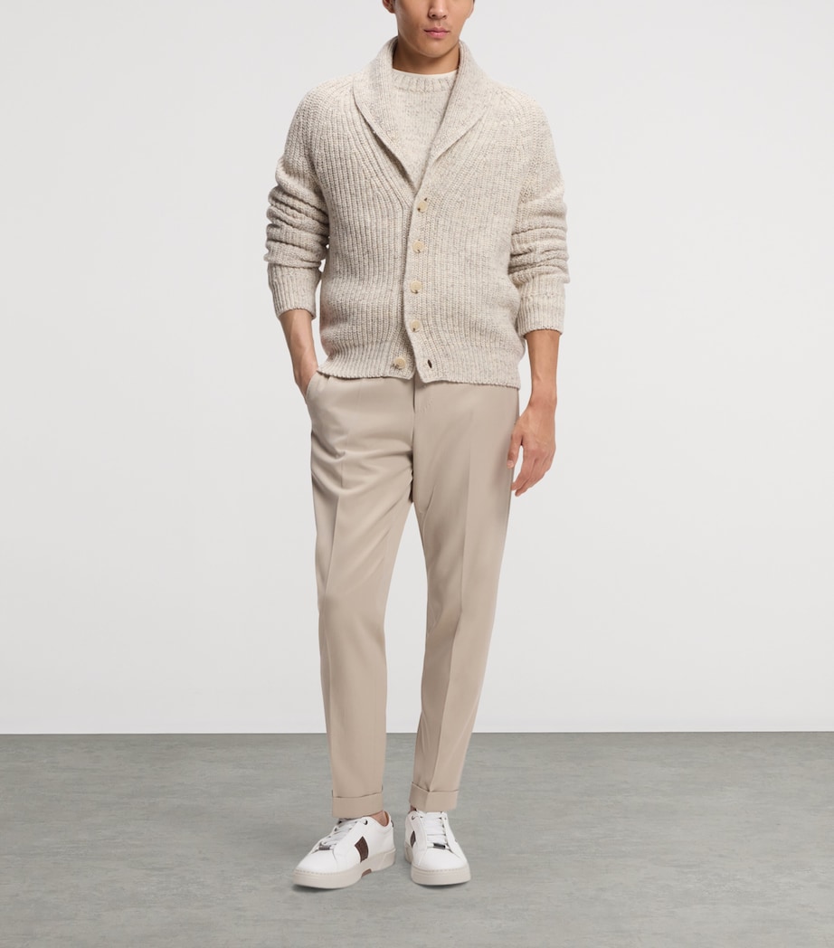 BOSS Mens Cashmere-Wool Shawl-Lapel Cardigan Image 4