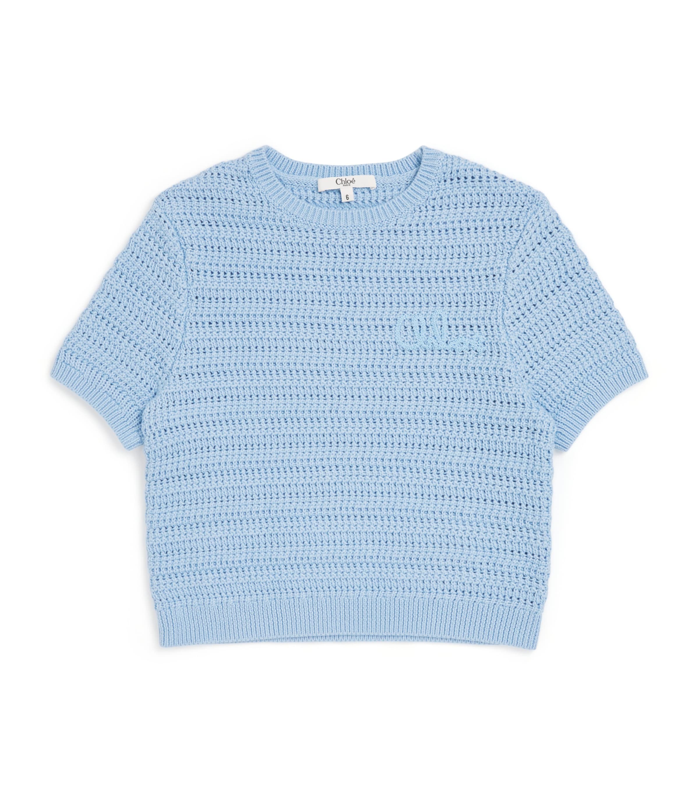 Chloé Kids Womens Cotton Embroidered Logo Sweater (4-14 Years) Water Image 1