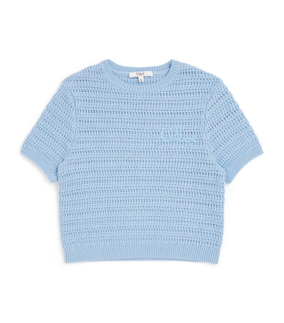 Chloé Kids Womens Cotton Embroidered Logo Sweater (4-14 Years) Water Image 1